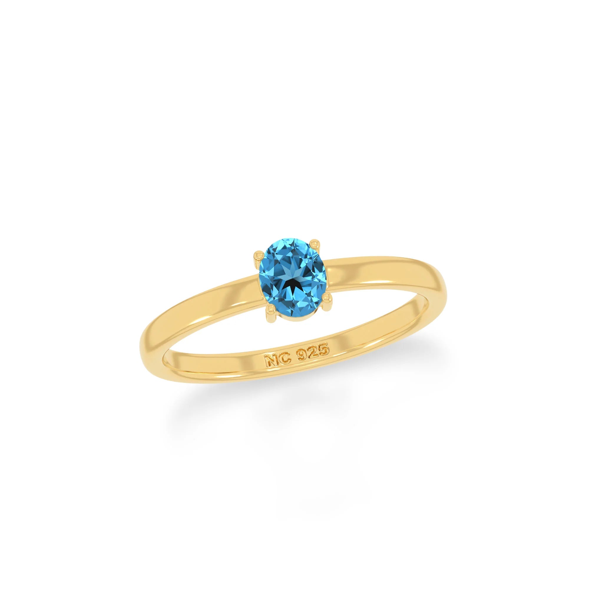 swiss blue topaz stackable prong-set ring