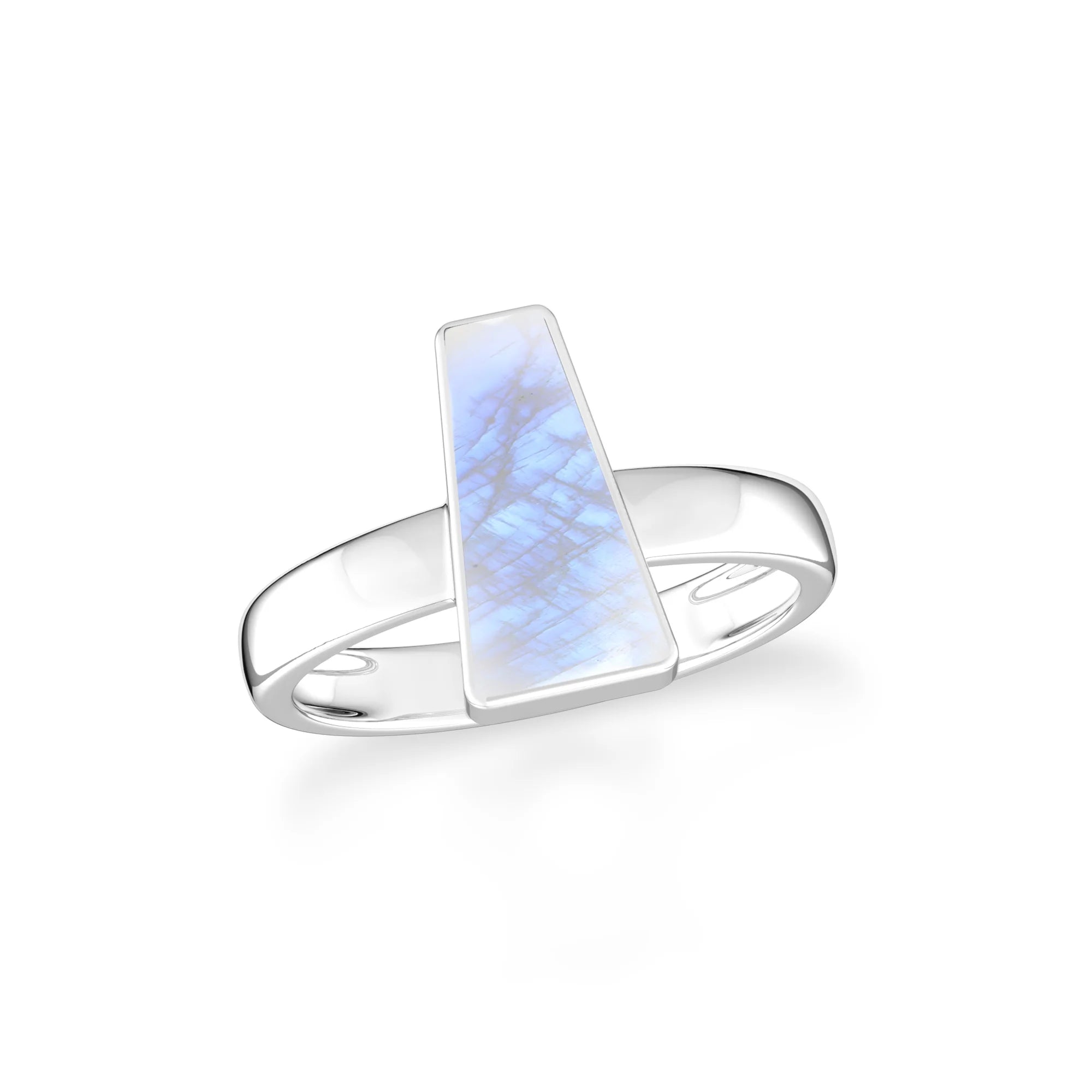 rainbow-moonstone bezel-set ring