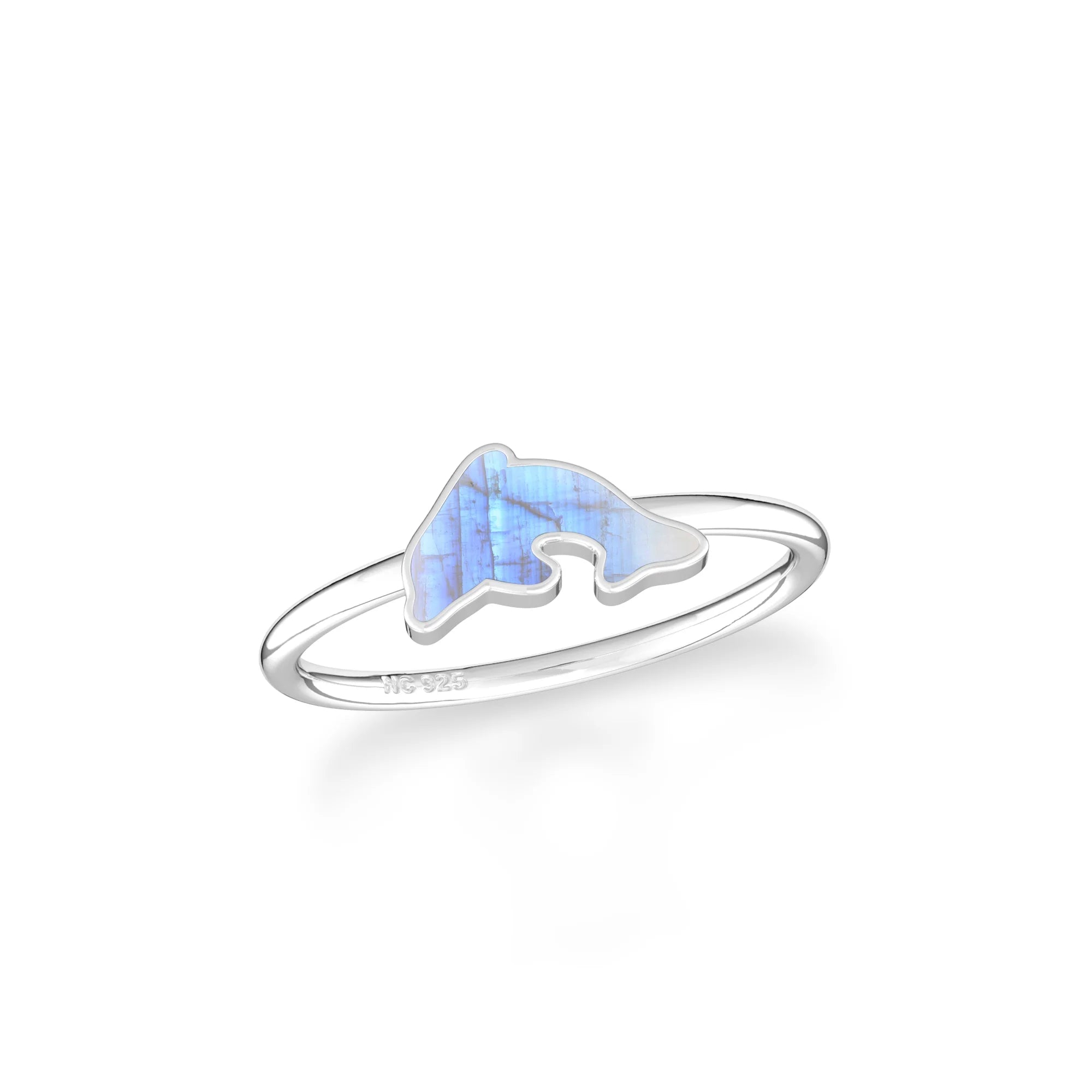 rainbow moonstone stackable bezel-set ring