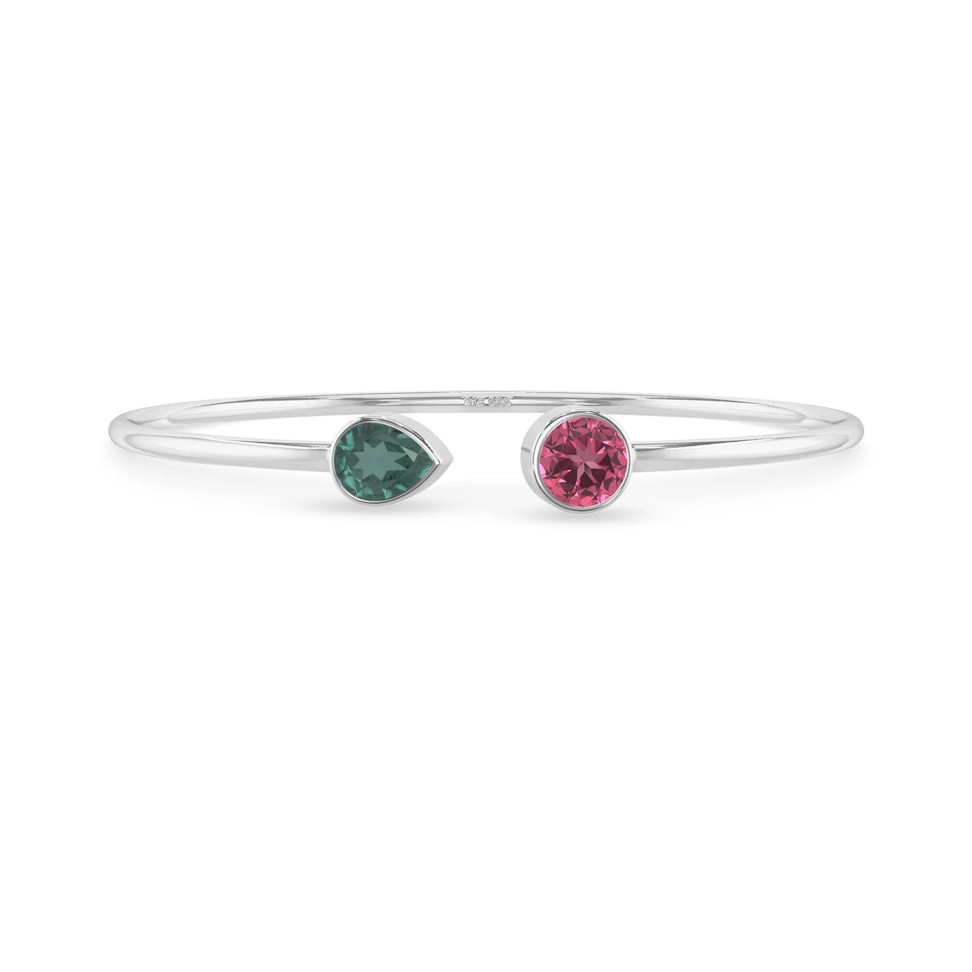 green tourmaline with pink tourmaline cut bracelet