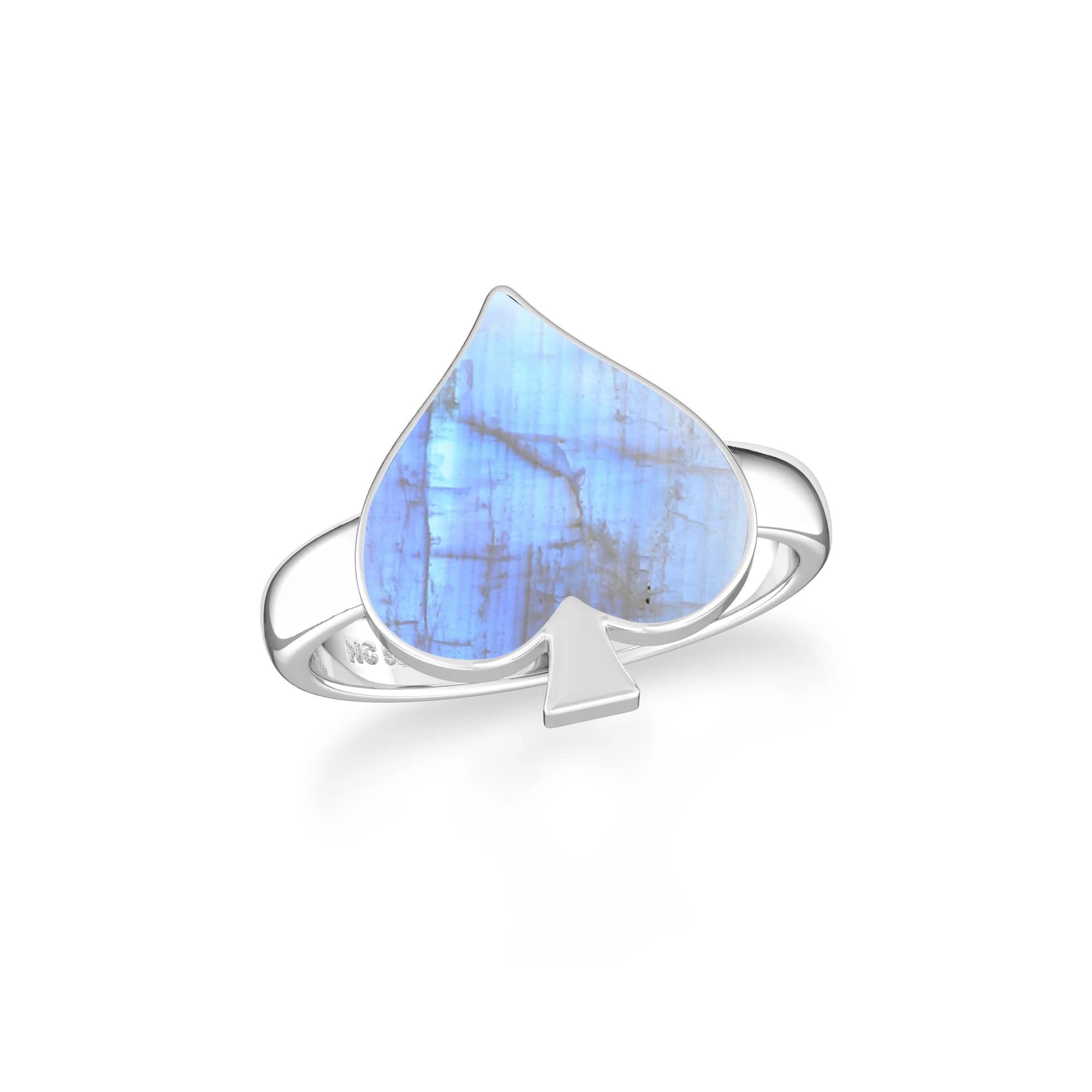 rainbow moonstone bezel-set ring