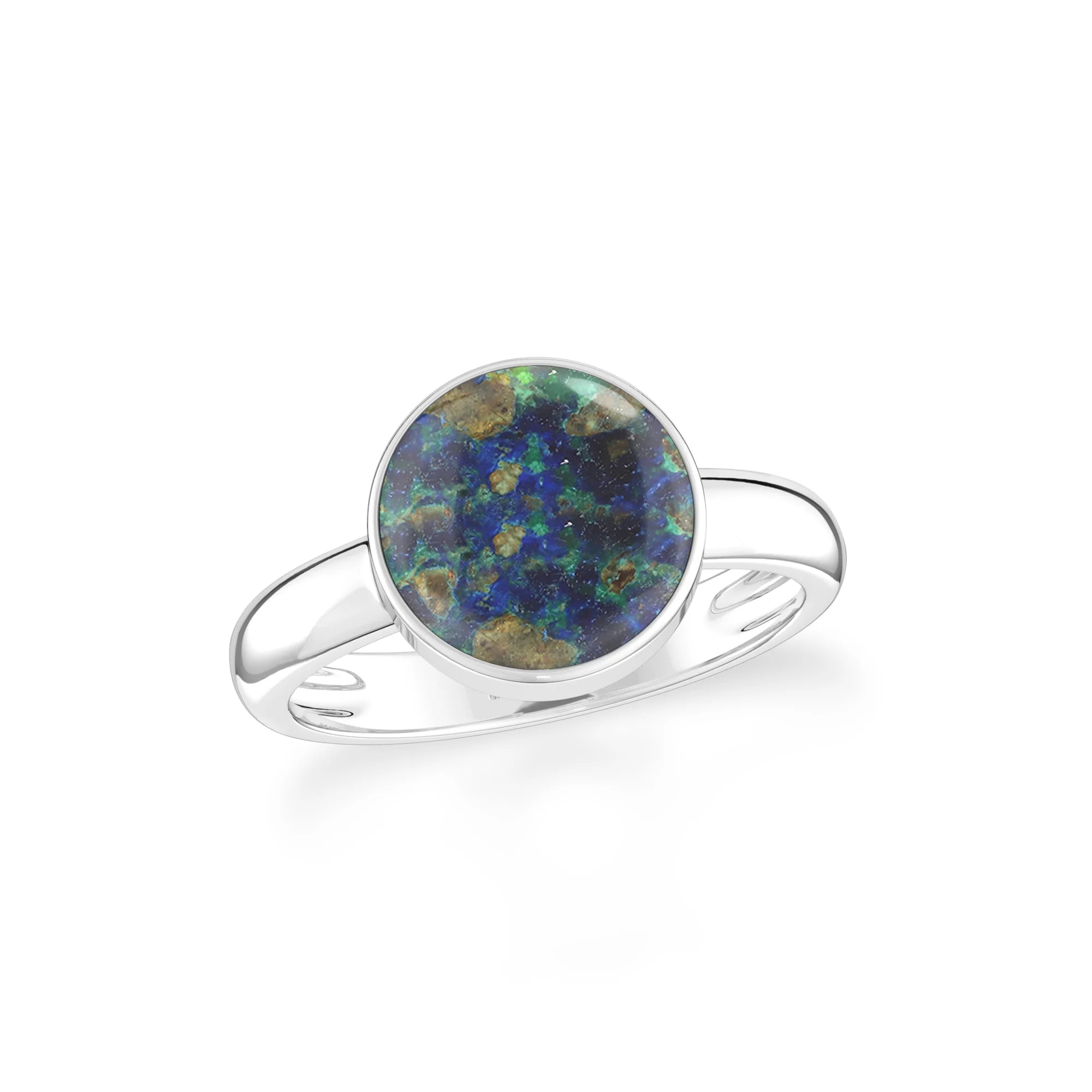 azurite malachite bezel-set ring
