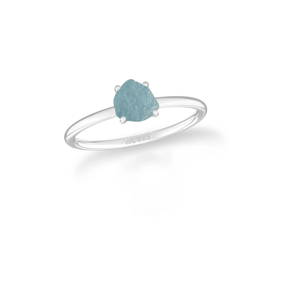 aquamarine stackable prong-set ring
