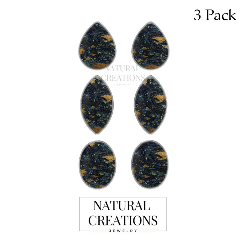 azurite malachite cab earrings