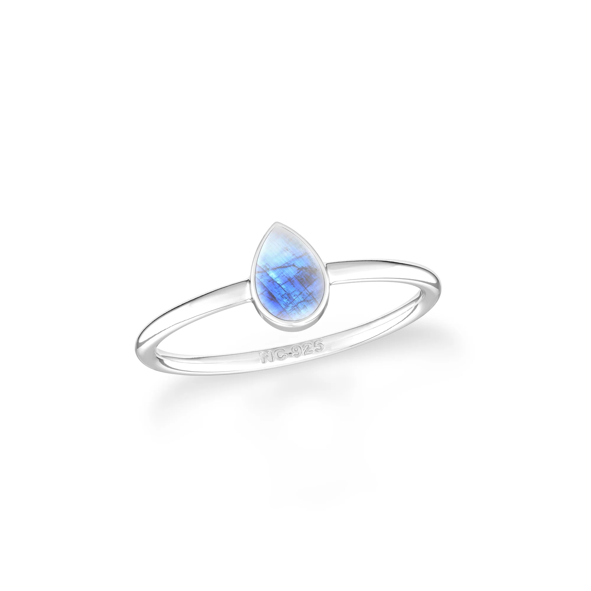 rainbow moonstone bezel-set ring