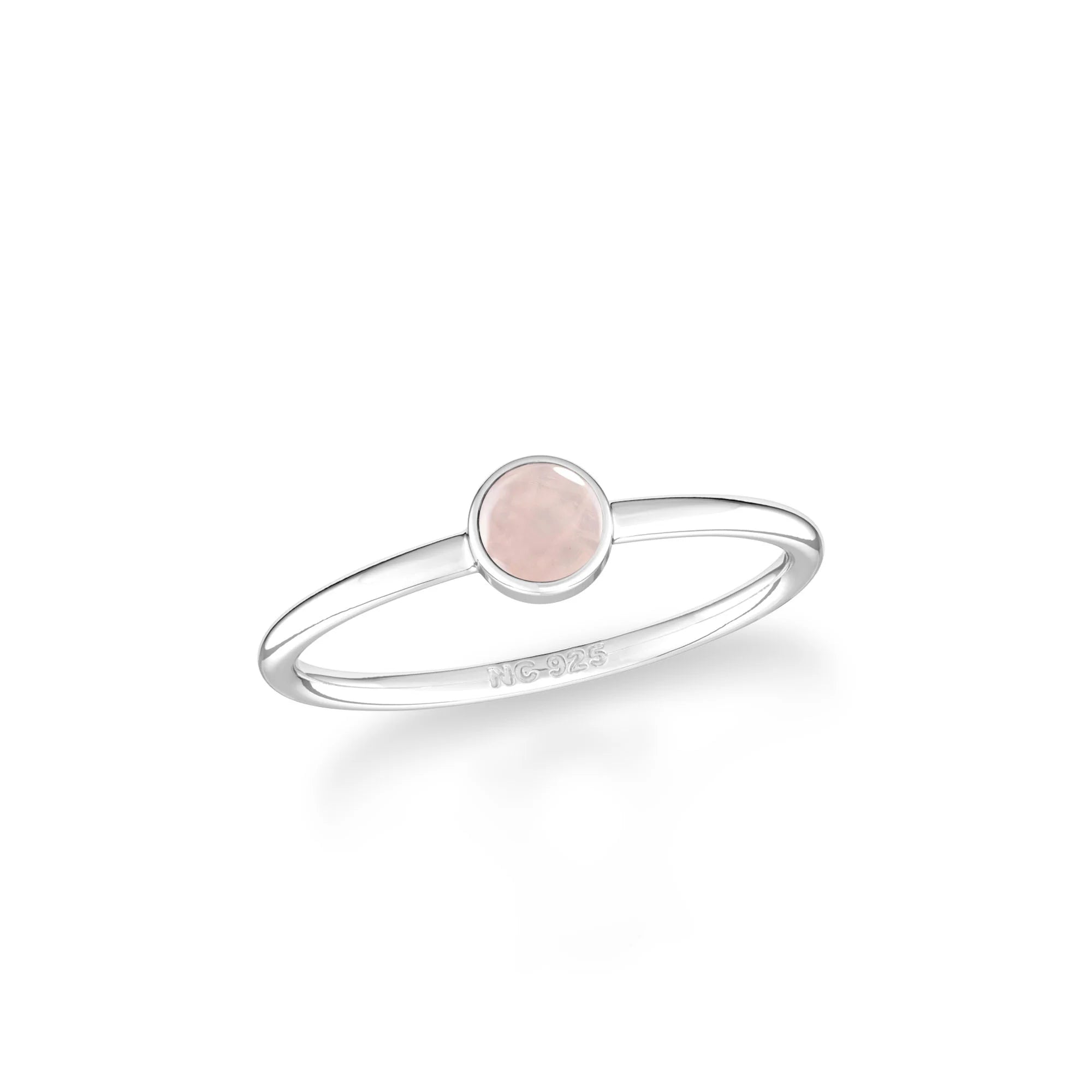 rose quartz bezel-set ring