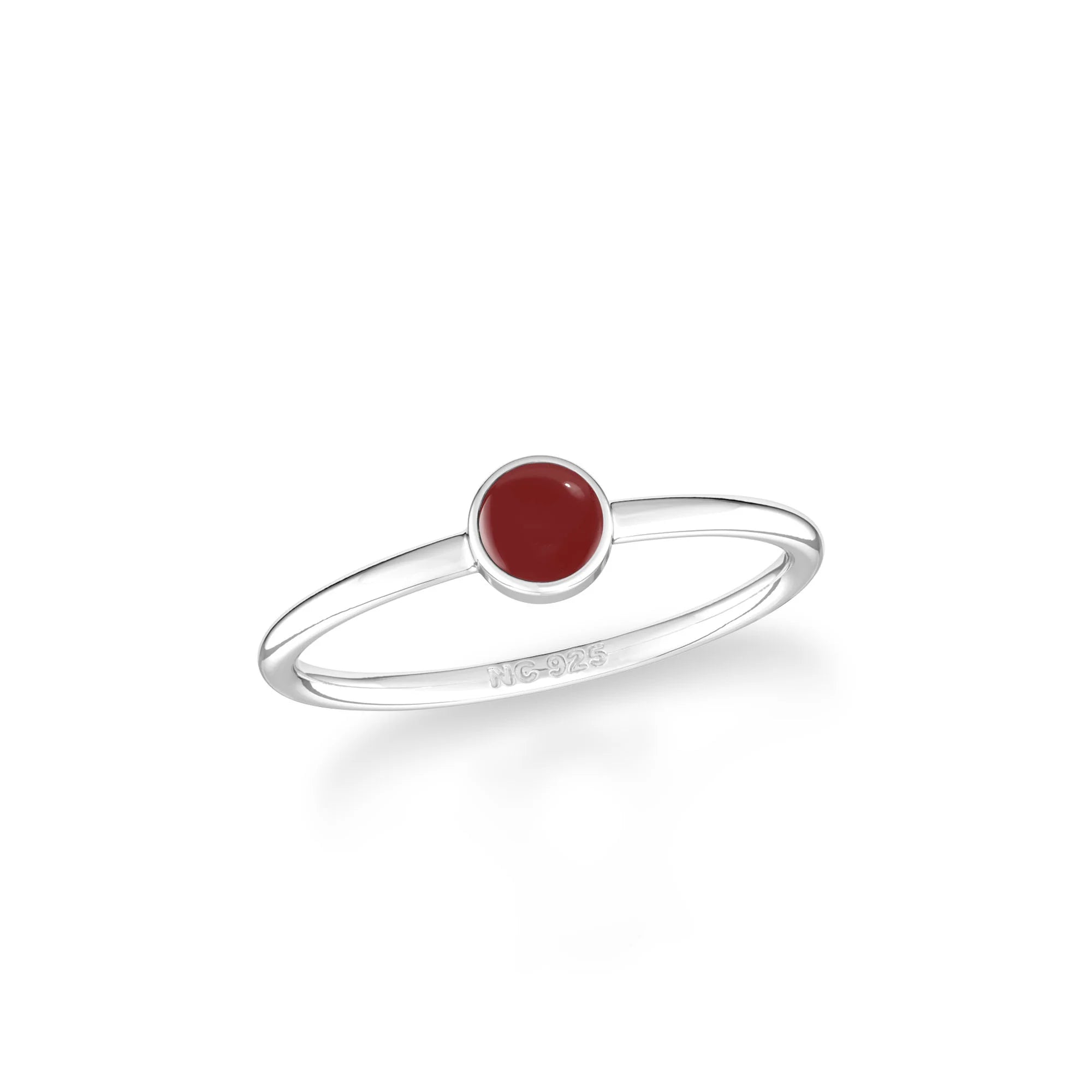 red garnet stackable bezel-set ring