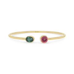 green tourmaline with pink tourmaline cut bracelet