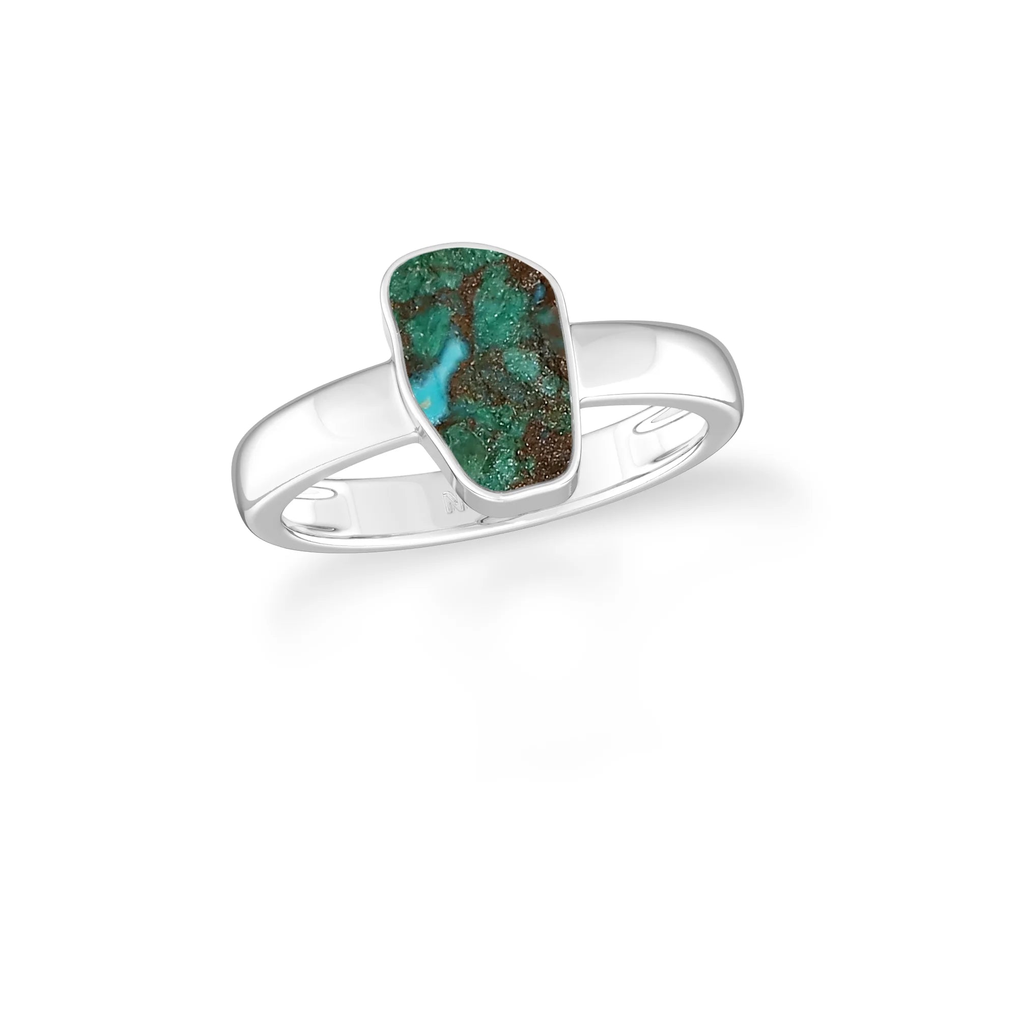 chrysocolla bezel-set ring