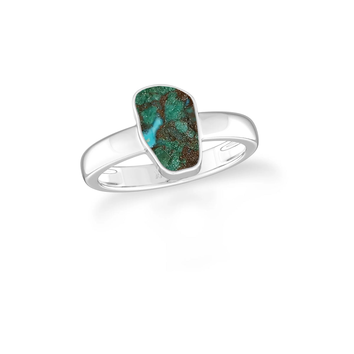 chrysocolla bezel-set ring
