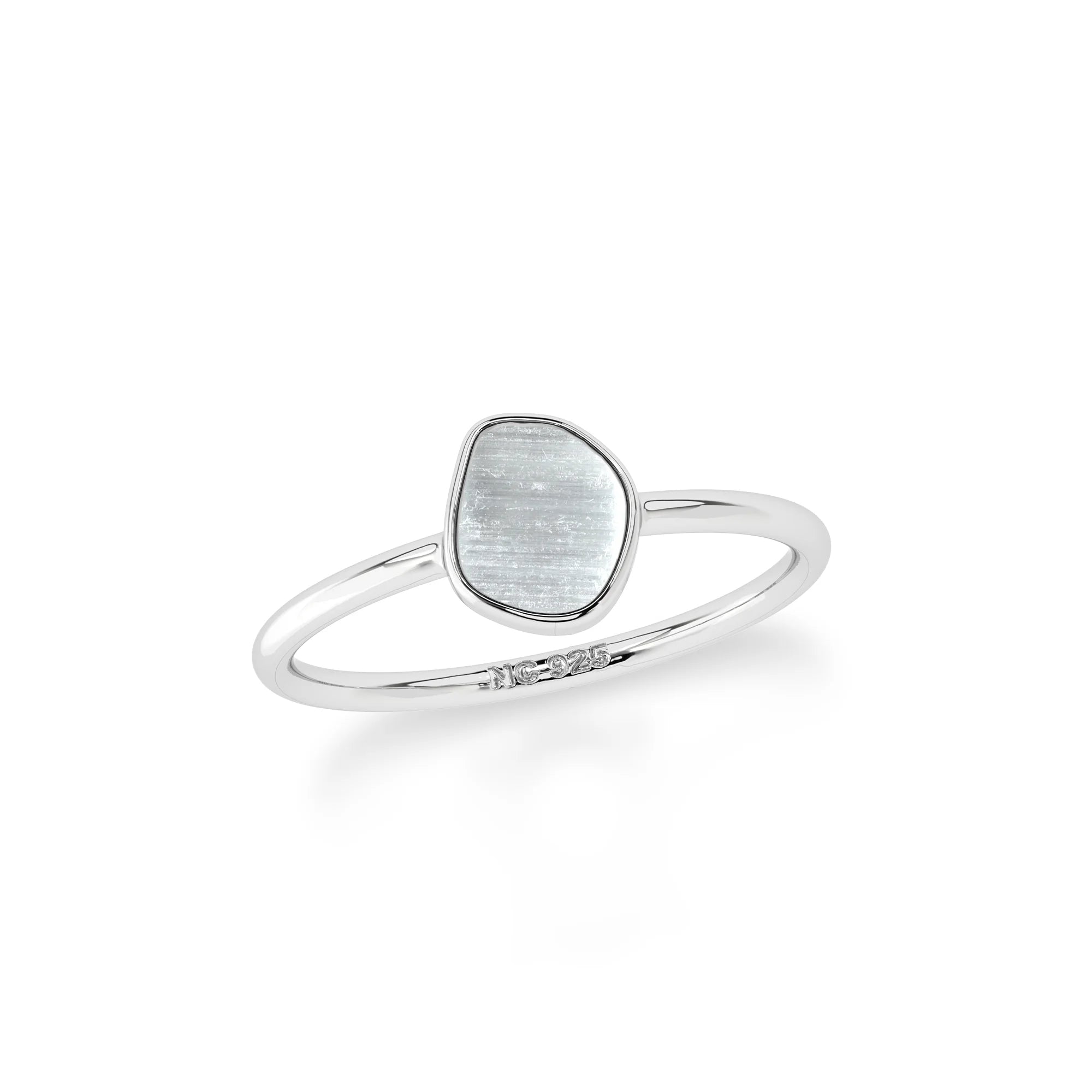 selenite stackable bezel-set ring