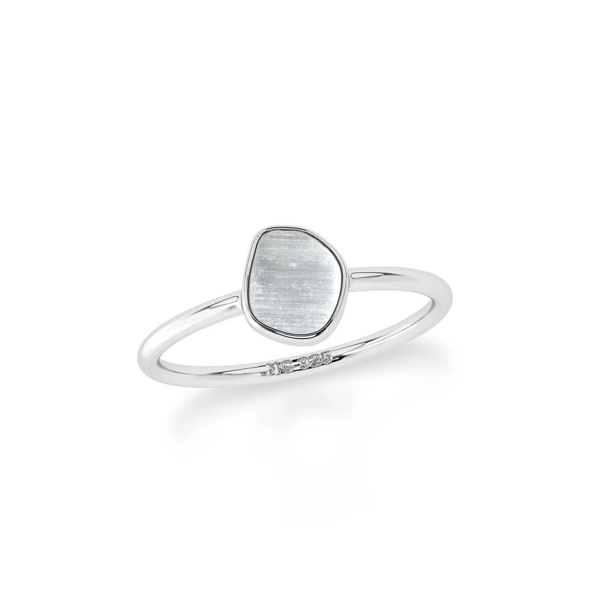 selenite stackable bezel-set ring