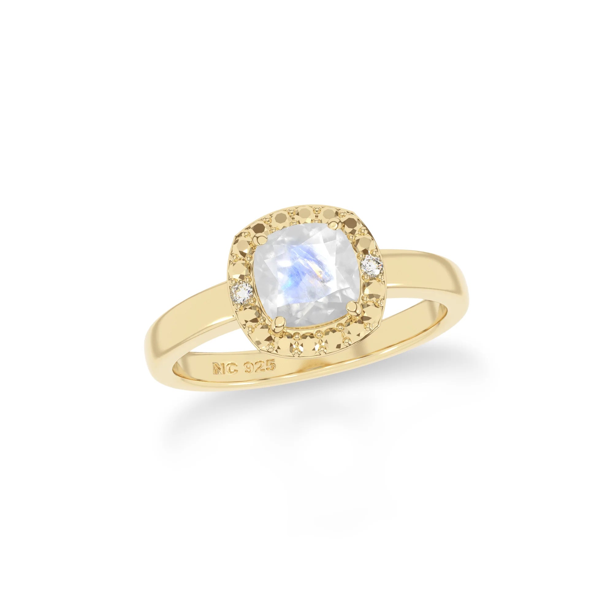 rainbow-moonstone stackable prong-set ring