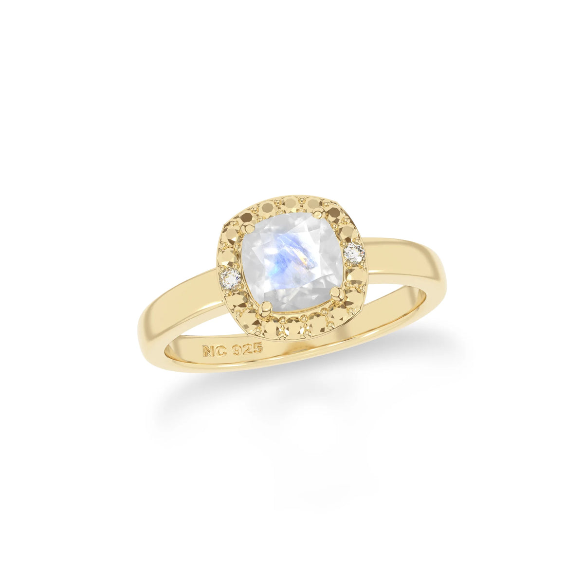 rainbow-moonstone stackable prong-set ring