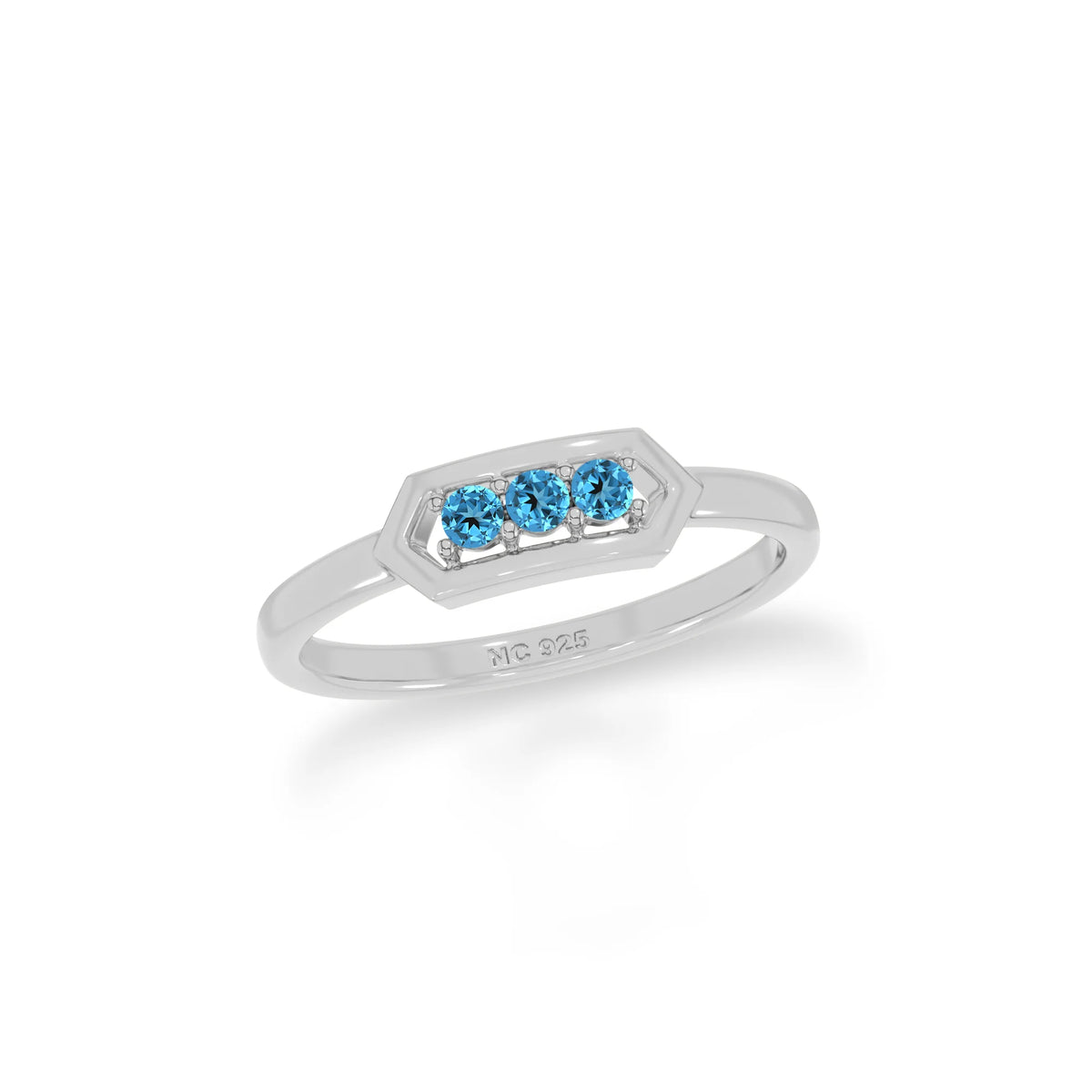 swiss blue topaz stackable prong-set ring