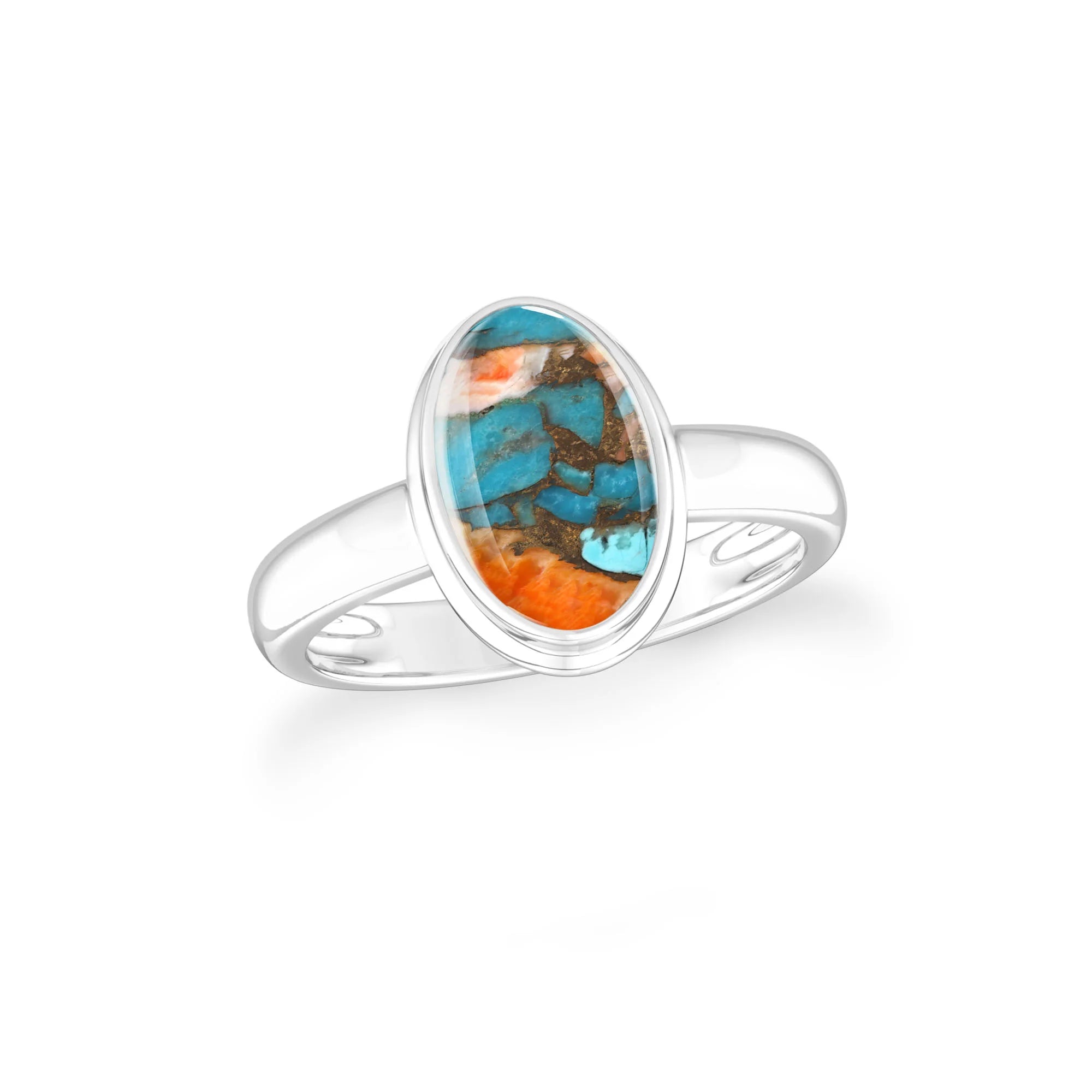 spiny-oyster-turquoise bezel-set ring