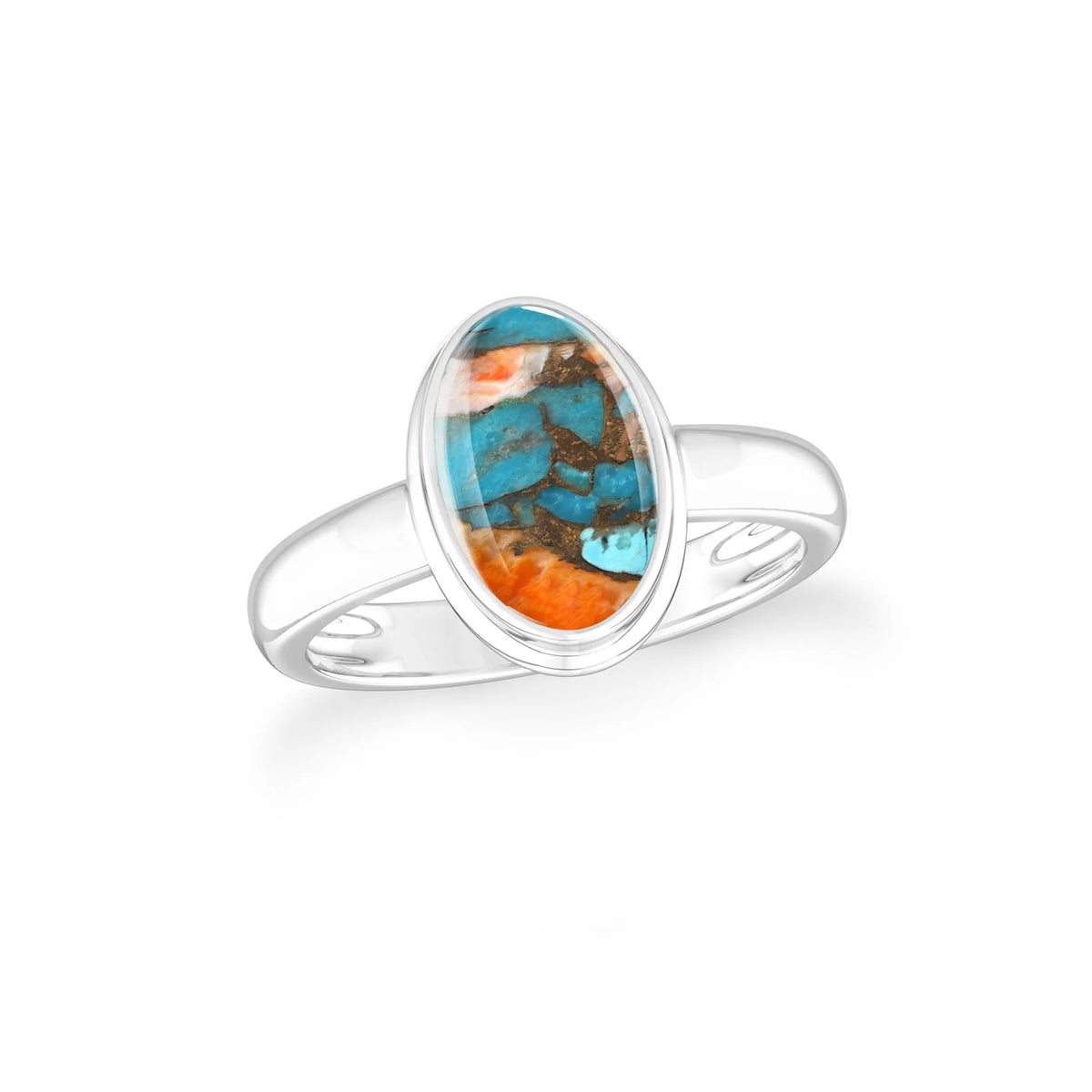 spiny-oyster-turquoise bezel-set ring