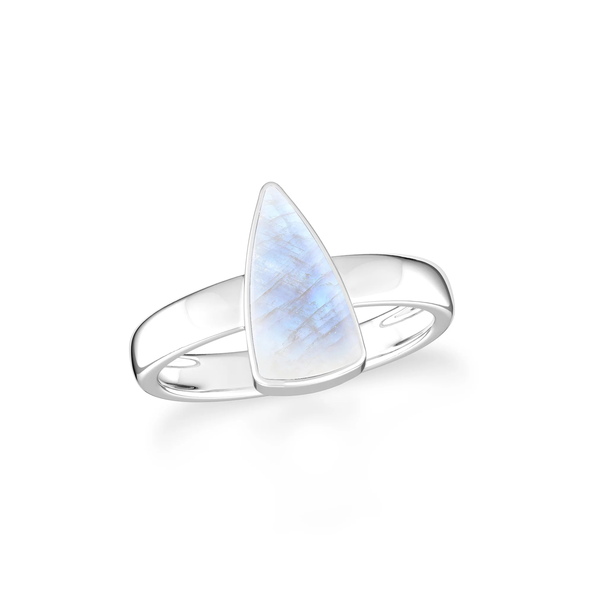 rainbow-moonstone bezel-set ring