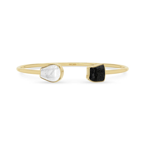 herkimer with black tourmaline twister bracelet