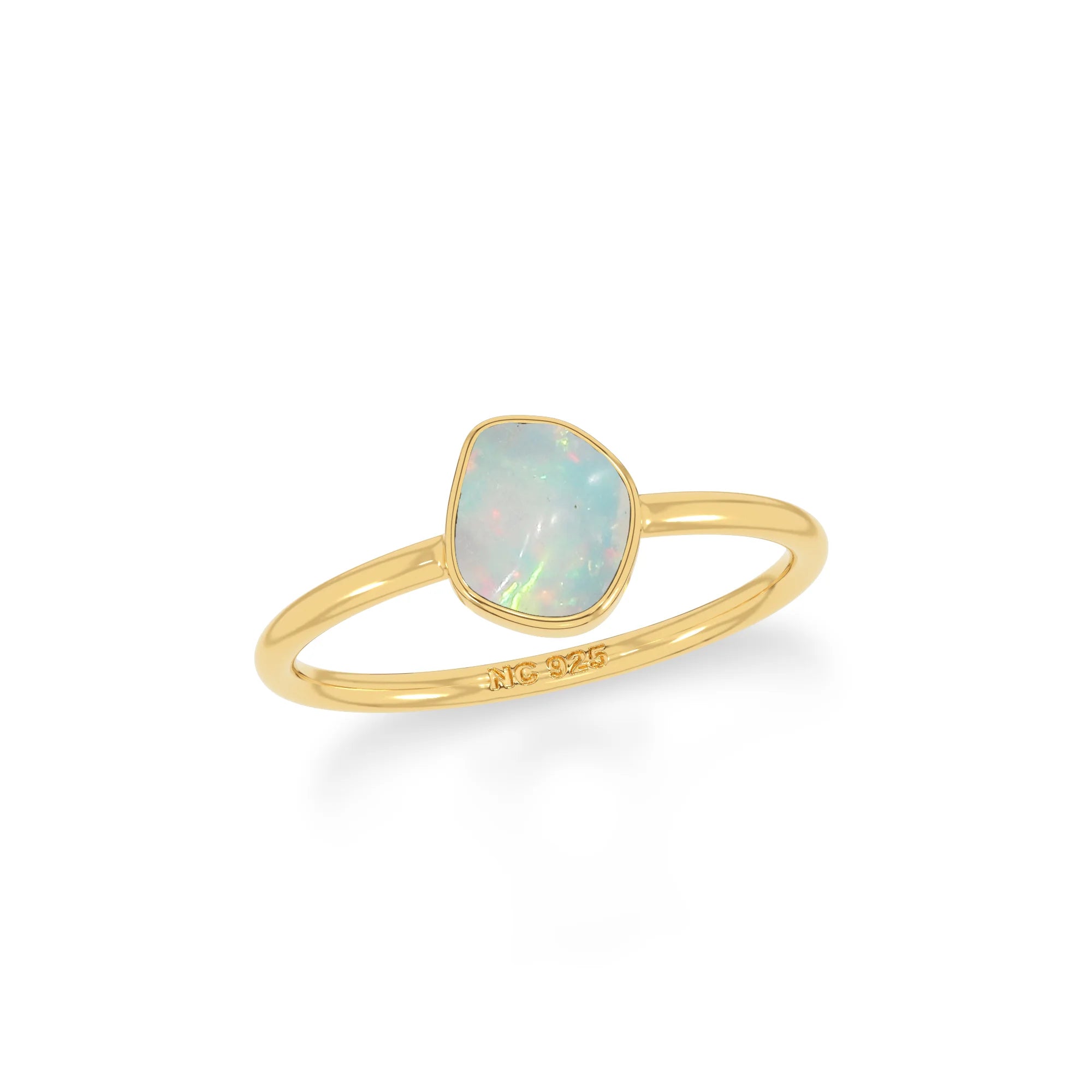 ethiopian opal stackable bezel-set ring