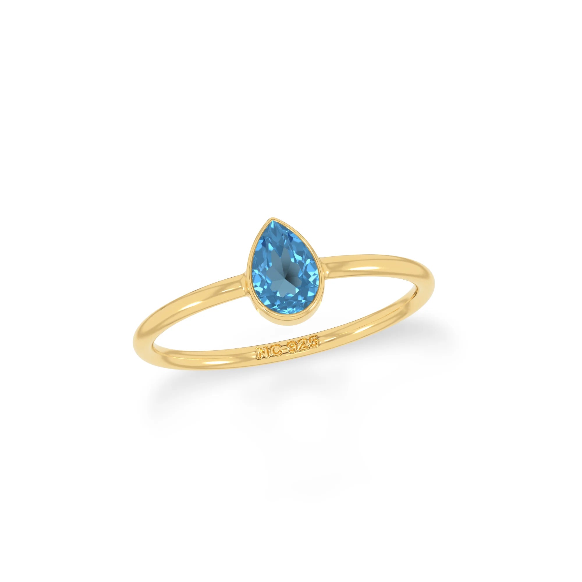 swiss blue topaz stackable bezel-set ring