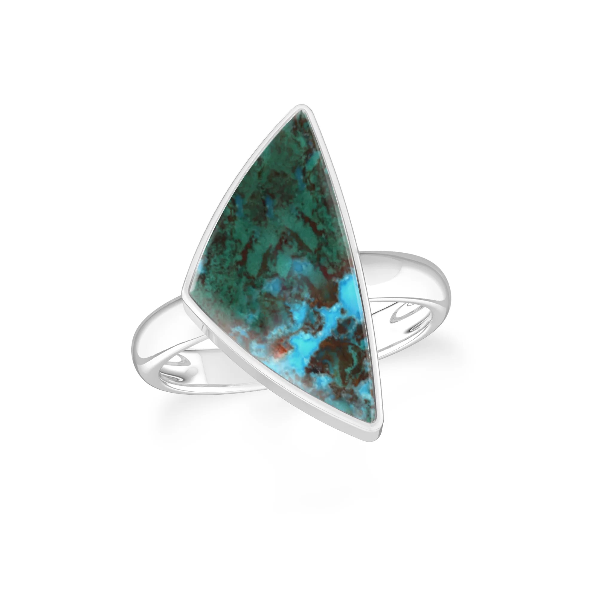 chrysocolla bezel-set ring