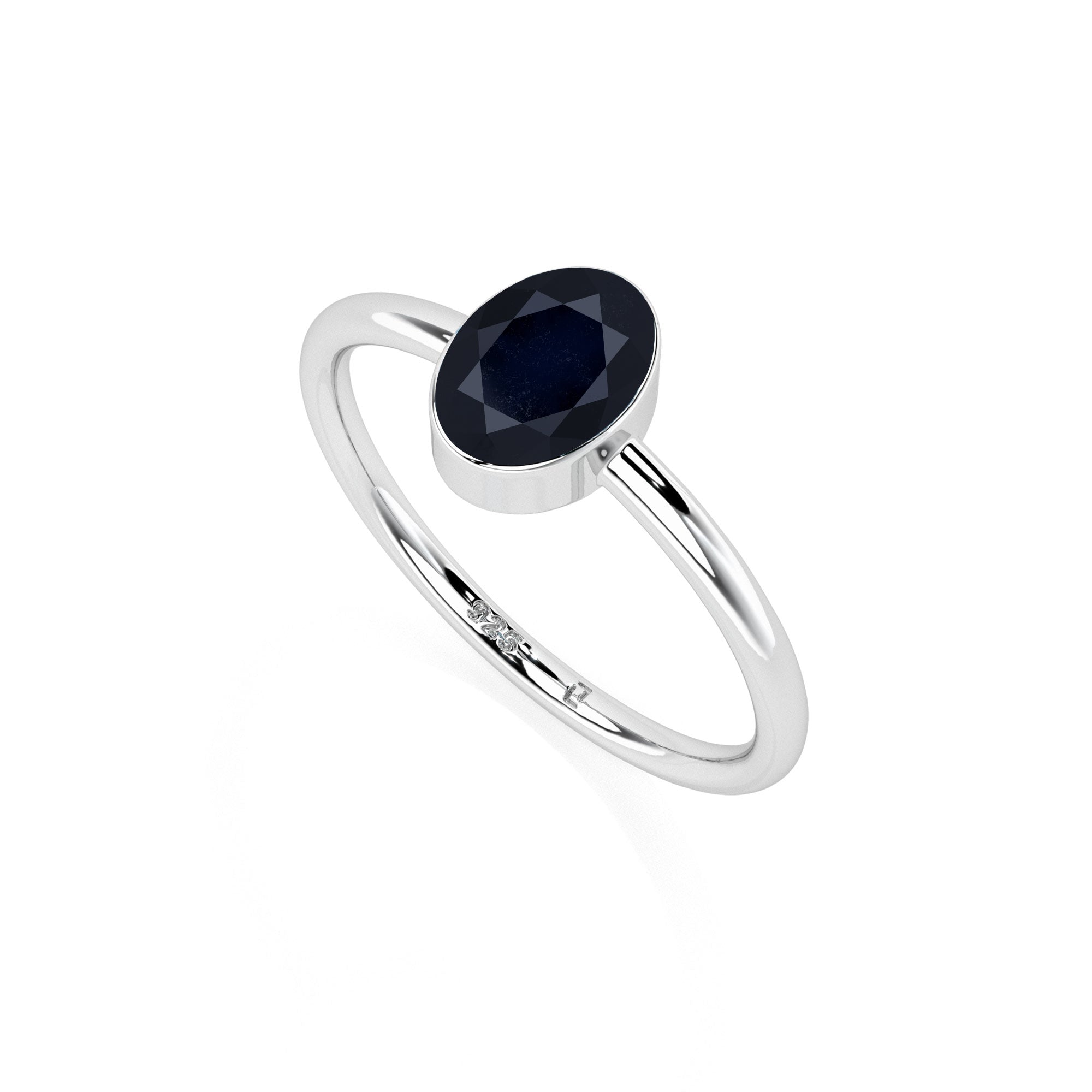 Natural Blue Sapphire Stackable Rings for Women in Sterling Silver (Pack of 12, Bezel-Set, Faceted)