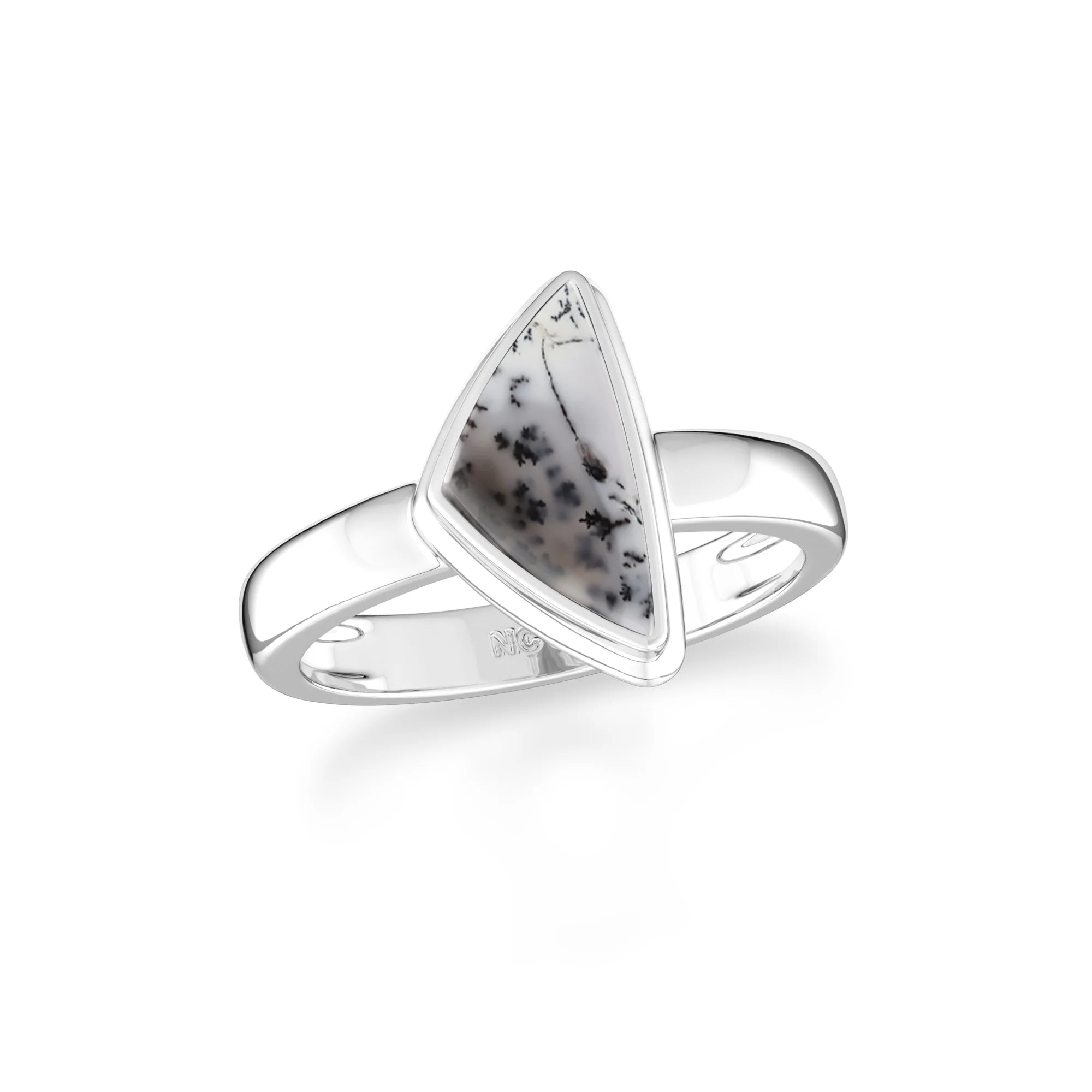 dendritic-opal bezel-set ring