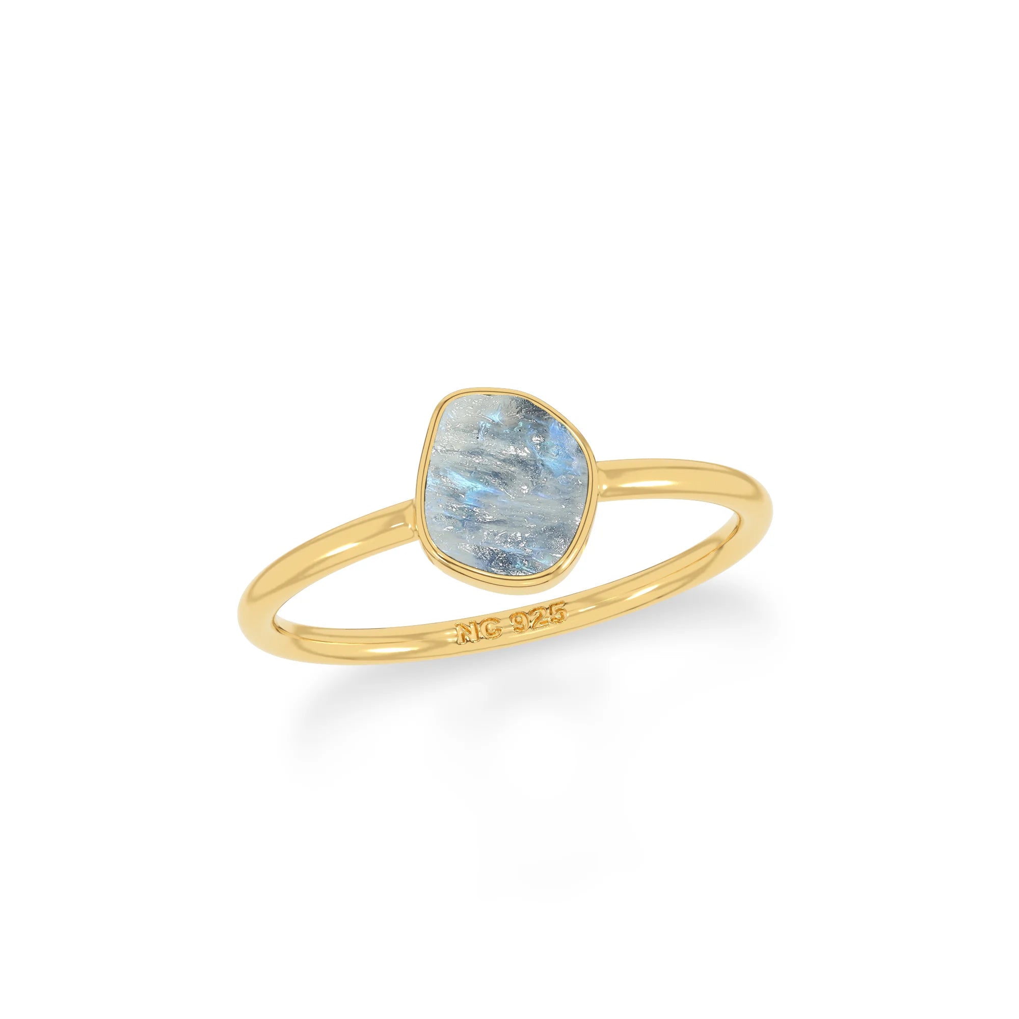 rainbow moonstone stackable bezel-set ring