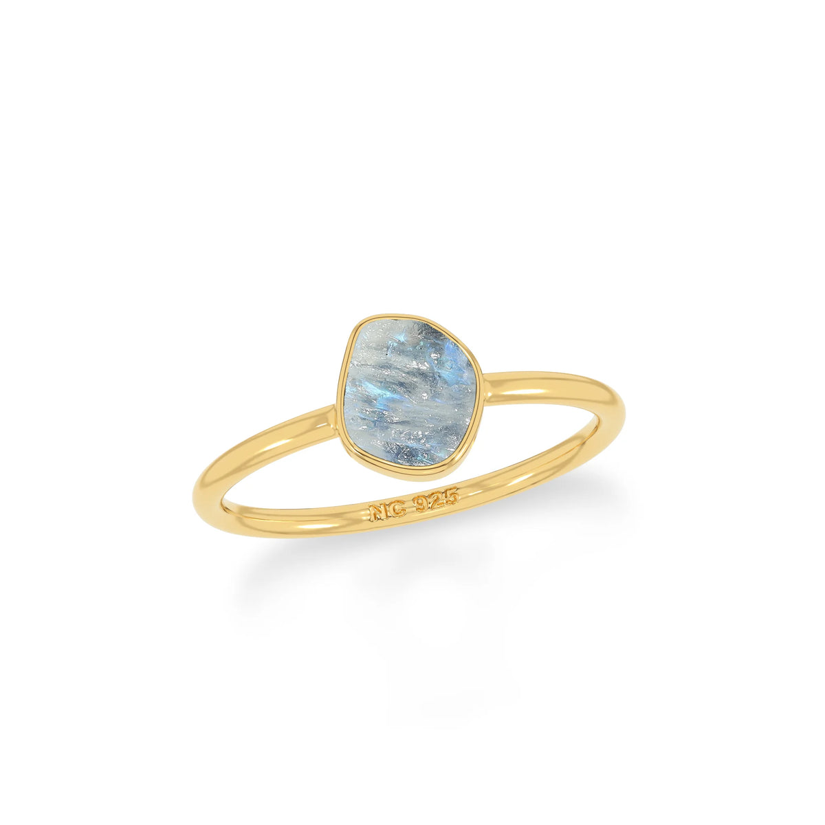 rainbow moonstone stackable bezel-set ring