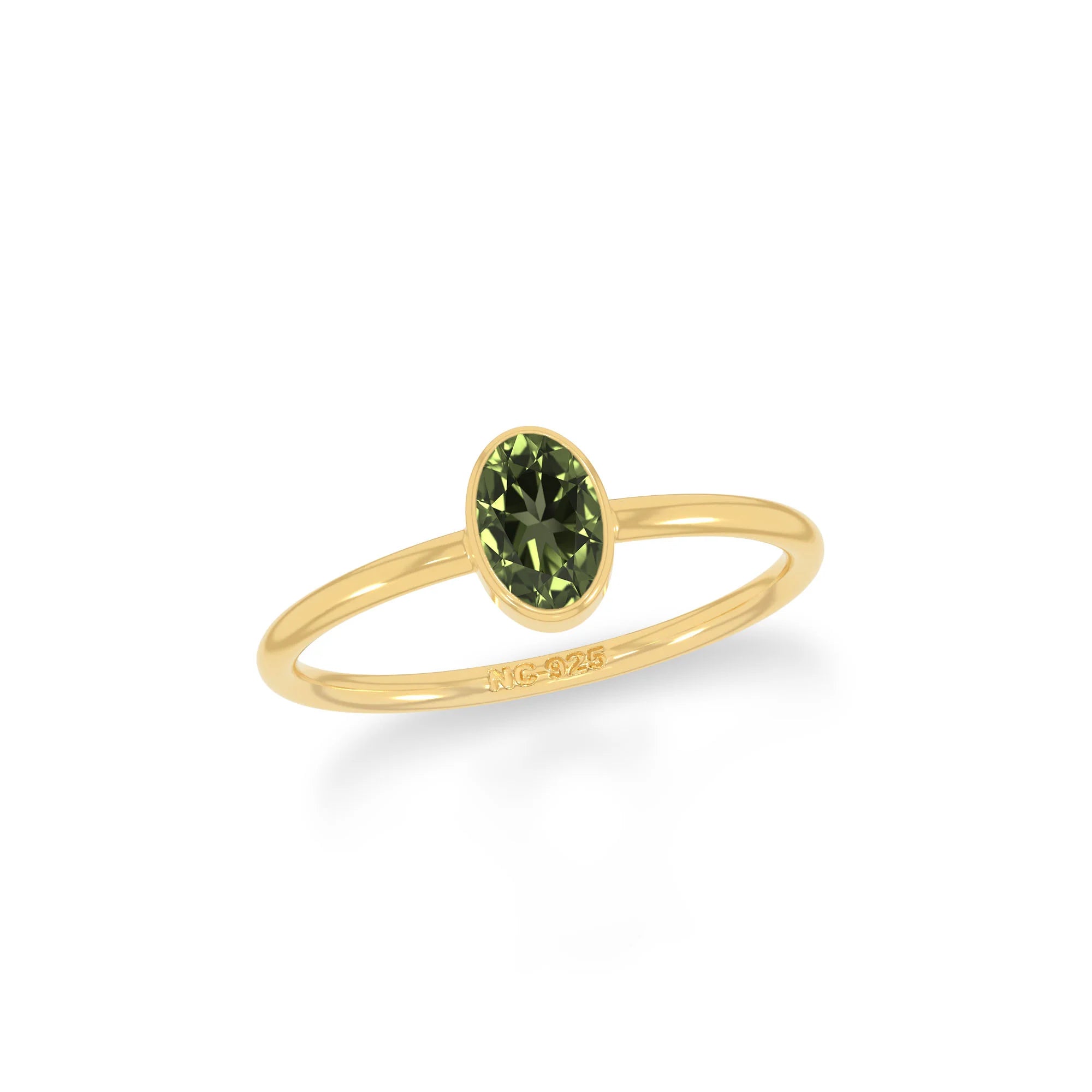 moldavite stackable bezel-set ring