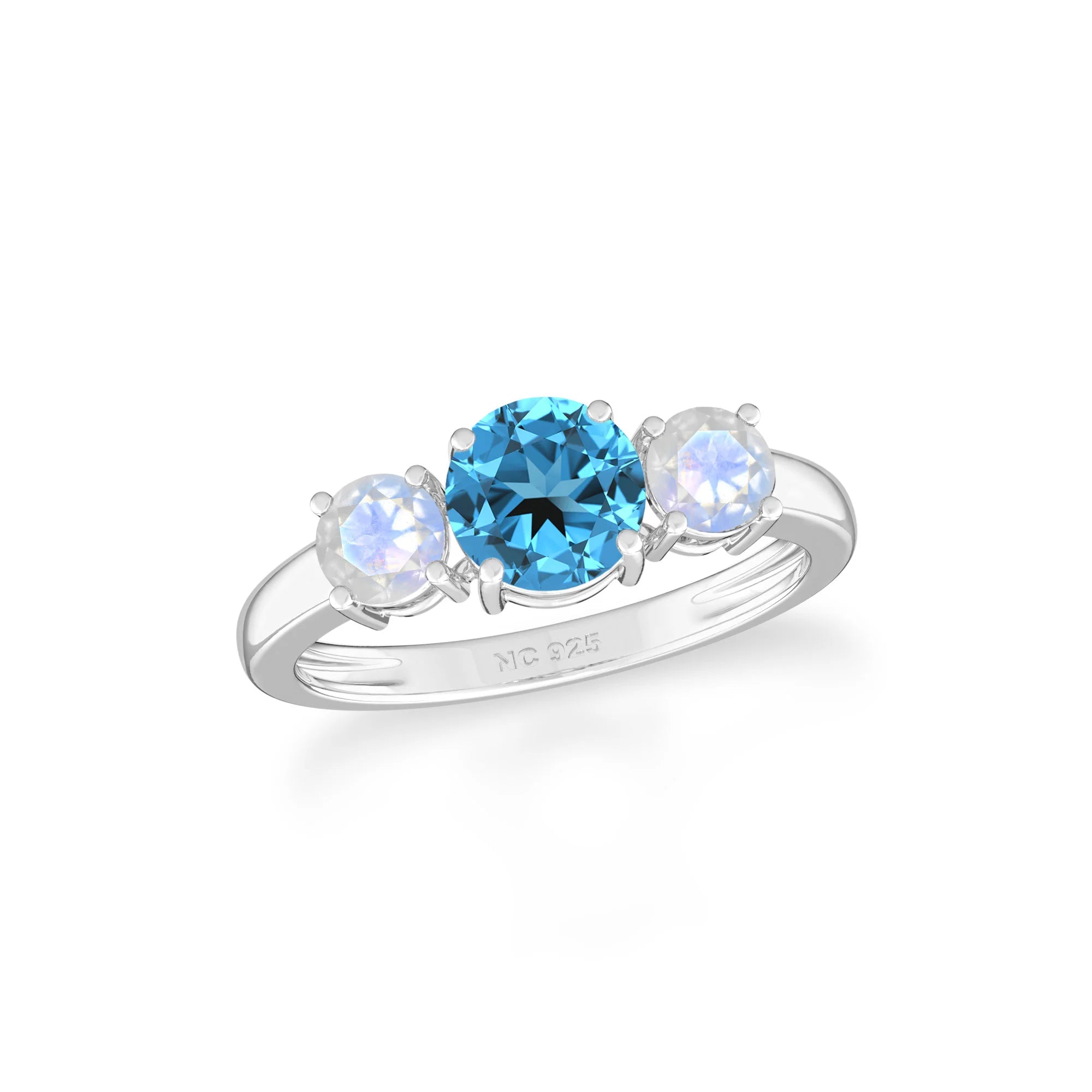 natural swiss blue topaz ring