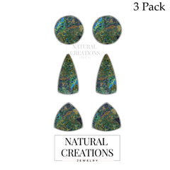 azurite malachite cab earrings