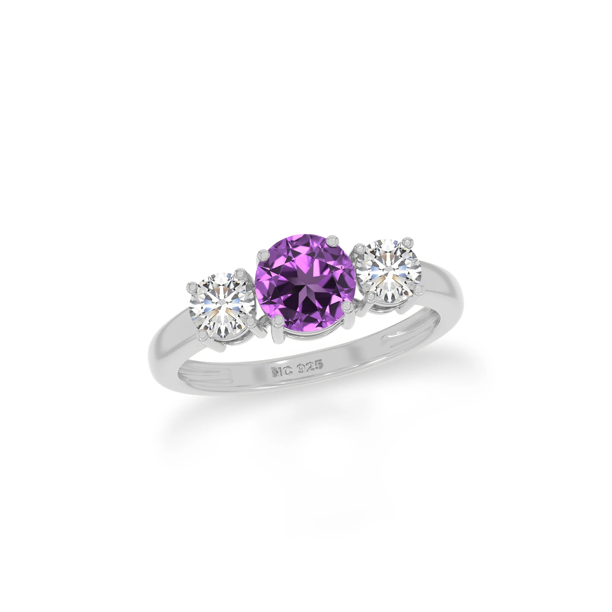natural amethyst ring for women in sterling silver
