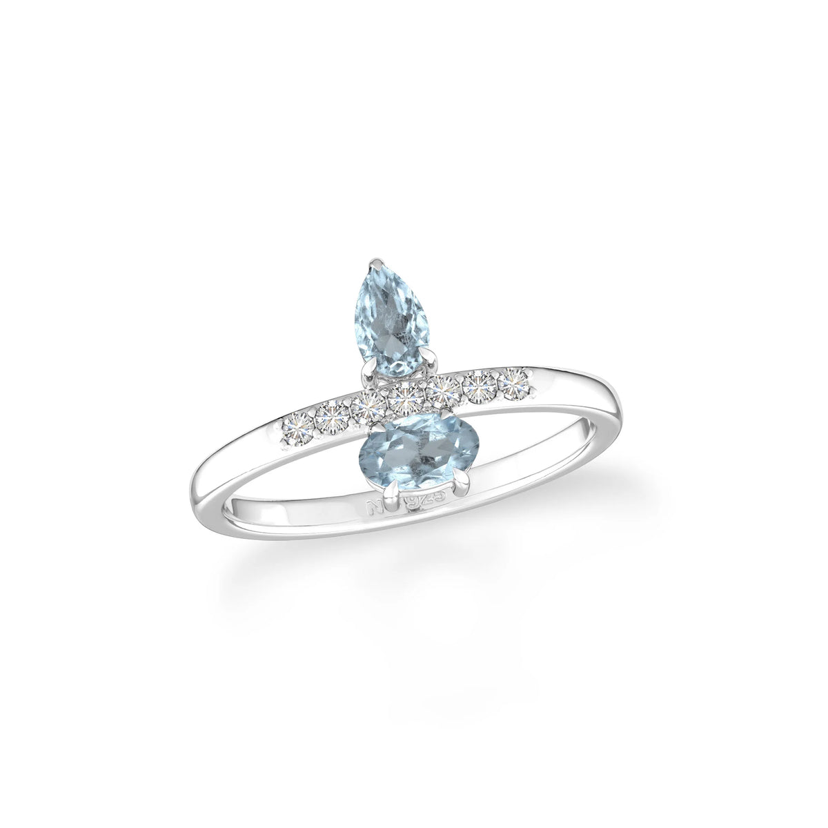 aquamarine prong set ring