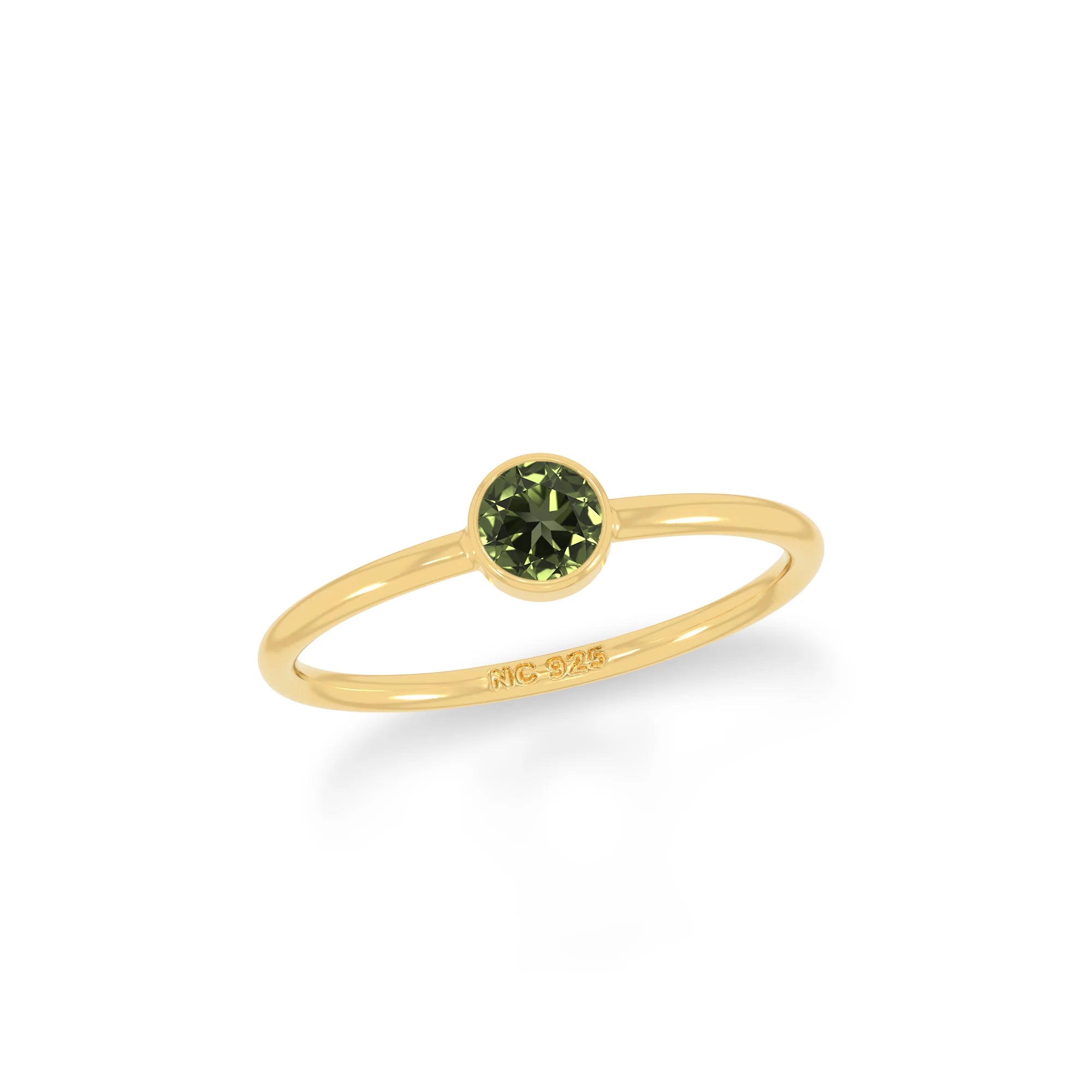 moldavite stackable bezel-set ring
