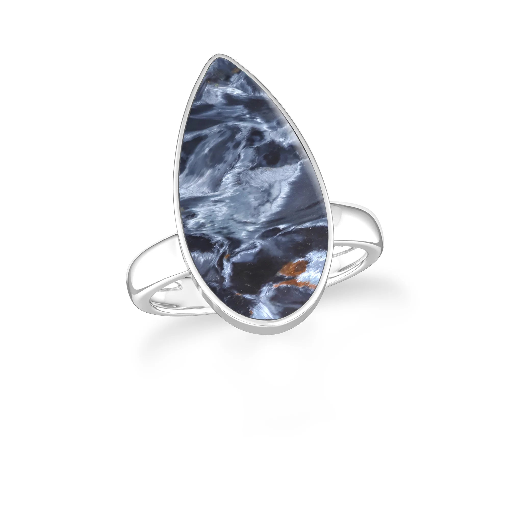 pietersite bezel-set ring