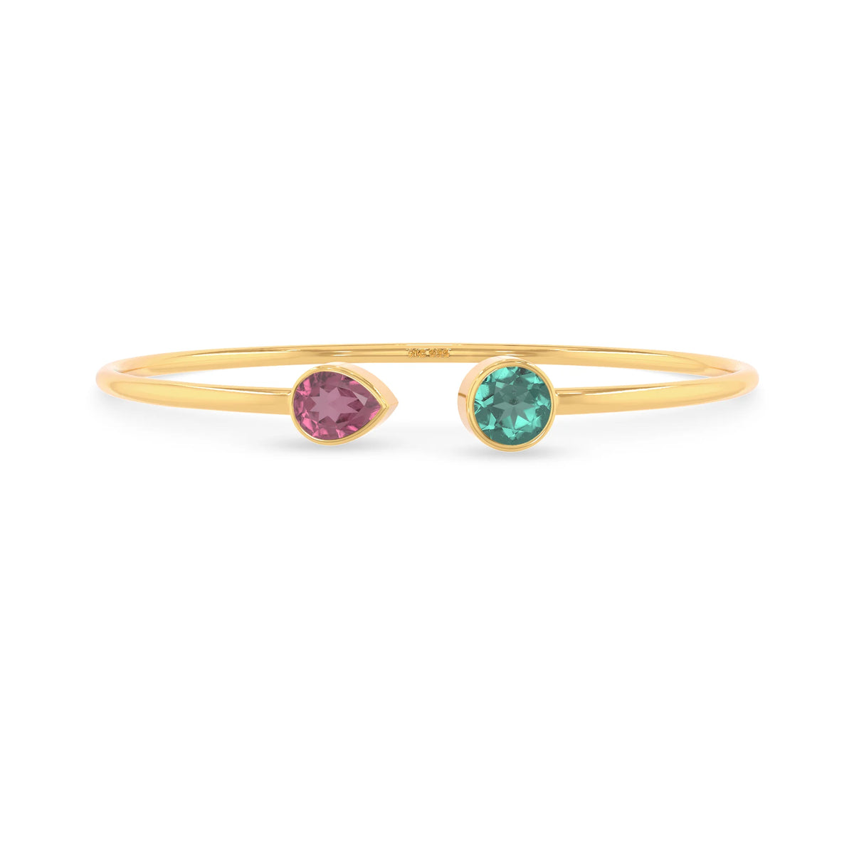 pink tourmaline with green tourmaline cut bracelet