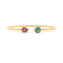 pink tourmaline with green tourmaline cut bracelet