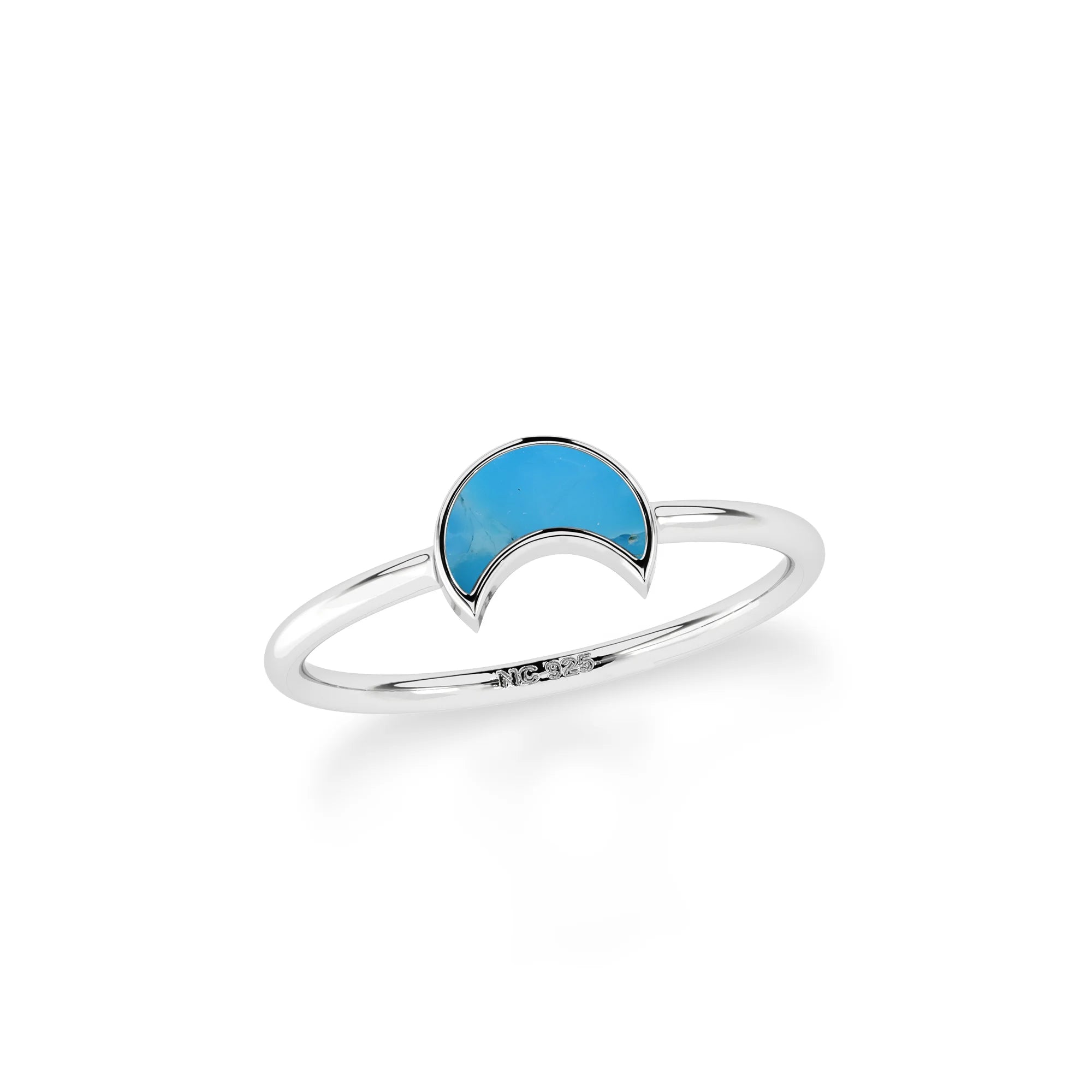 compressed turquoise blue  stackable bezel-set ring