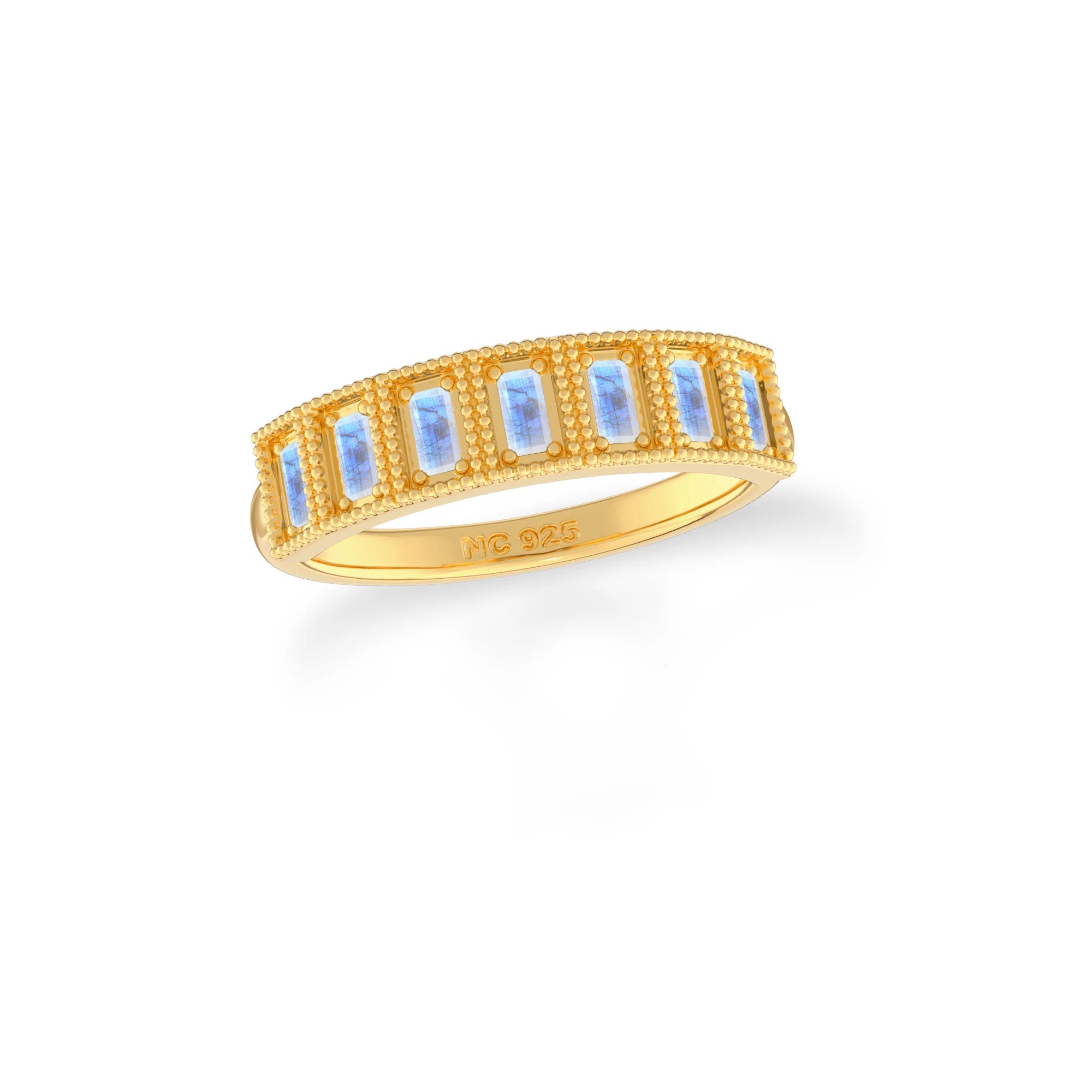 rainbow moonstone prong-set ring