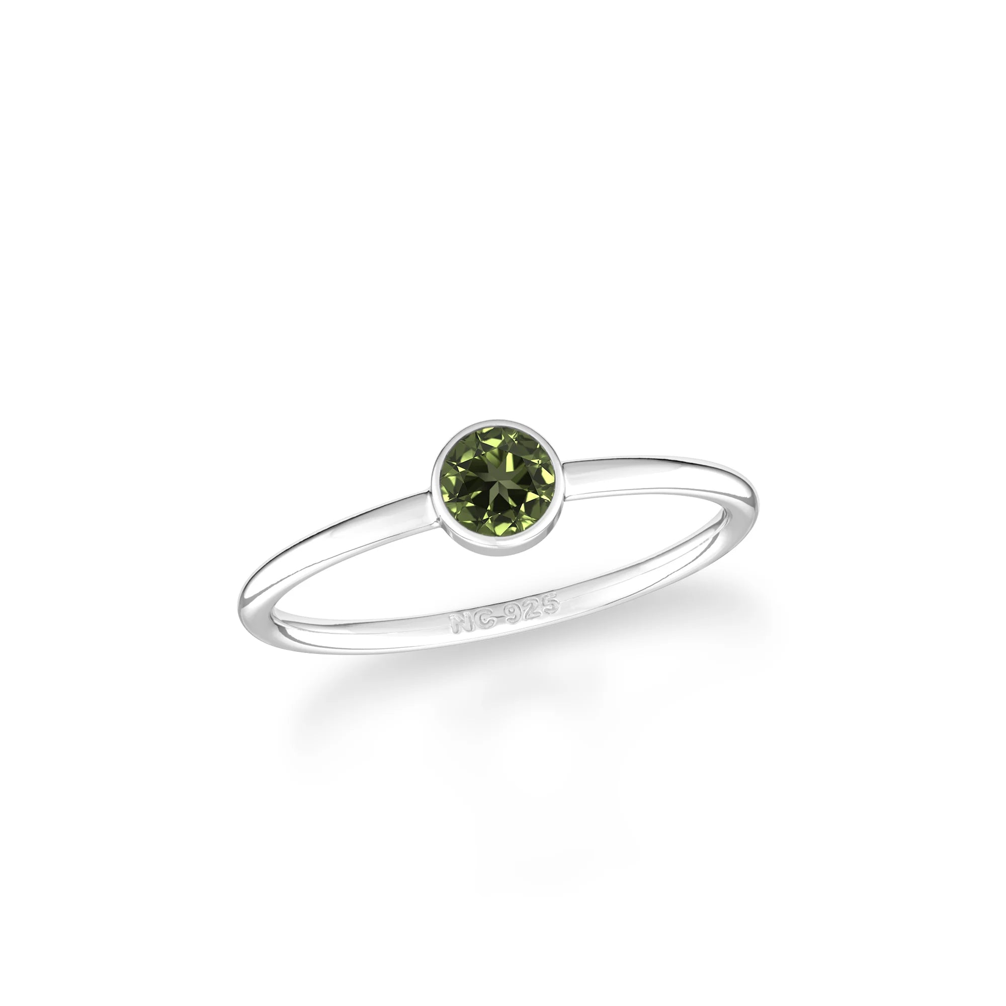 moldavite stackable bezel-set ring