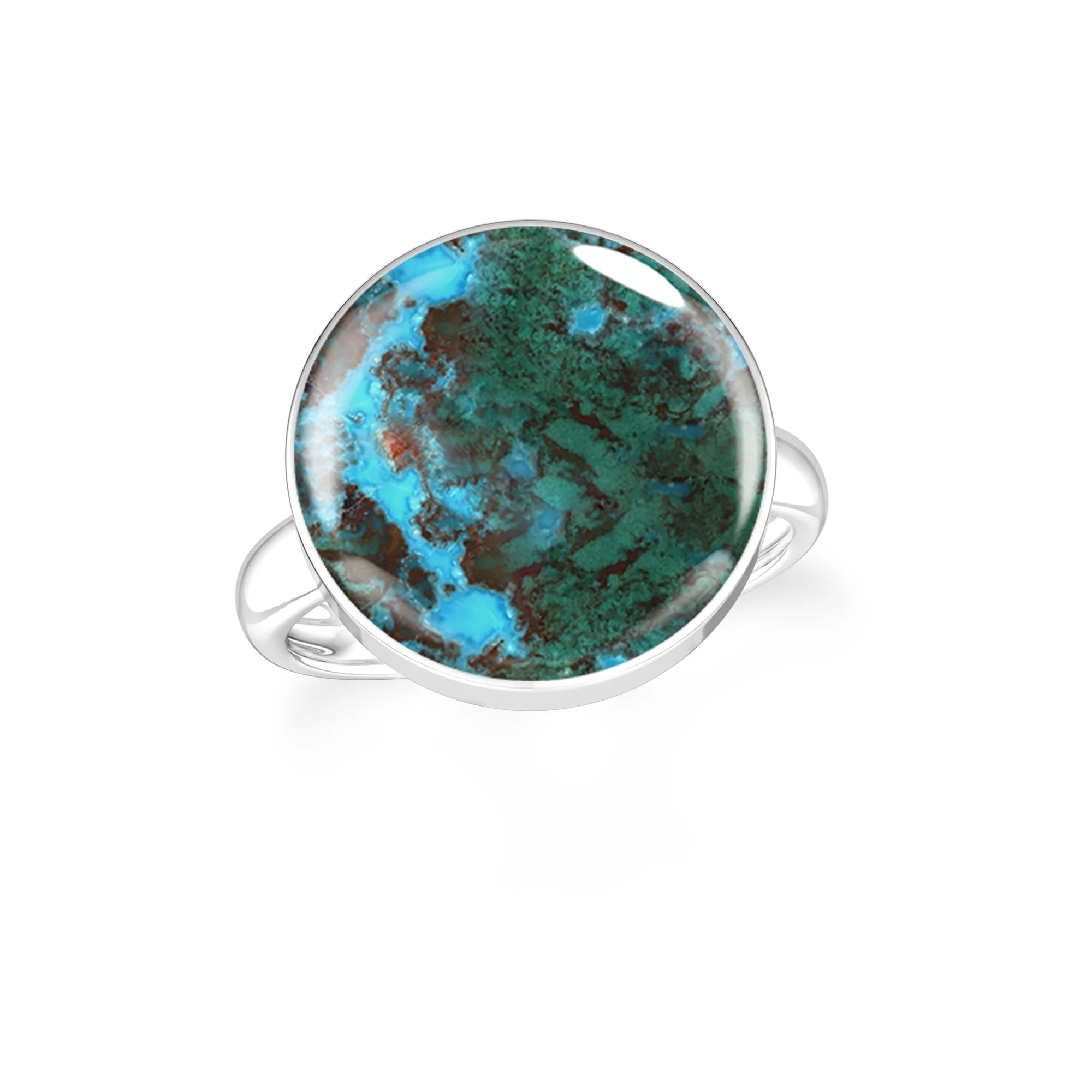 chrysocolla bezel-set ring