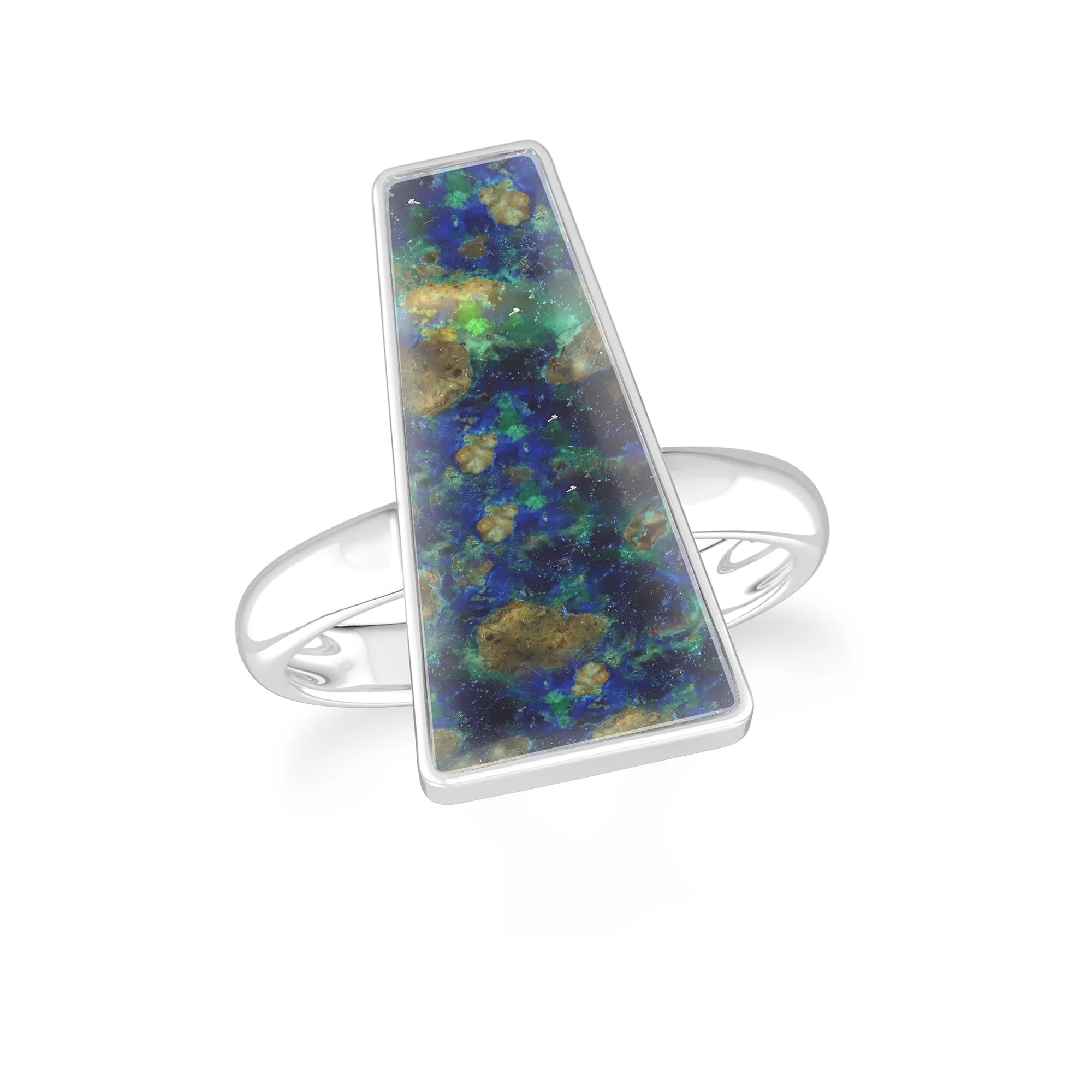 azurite malachite bezel-set ring