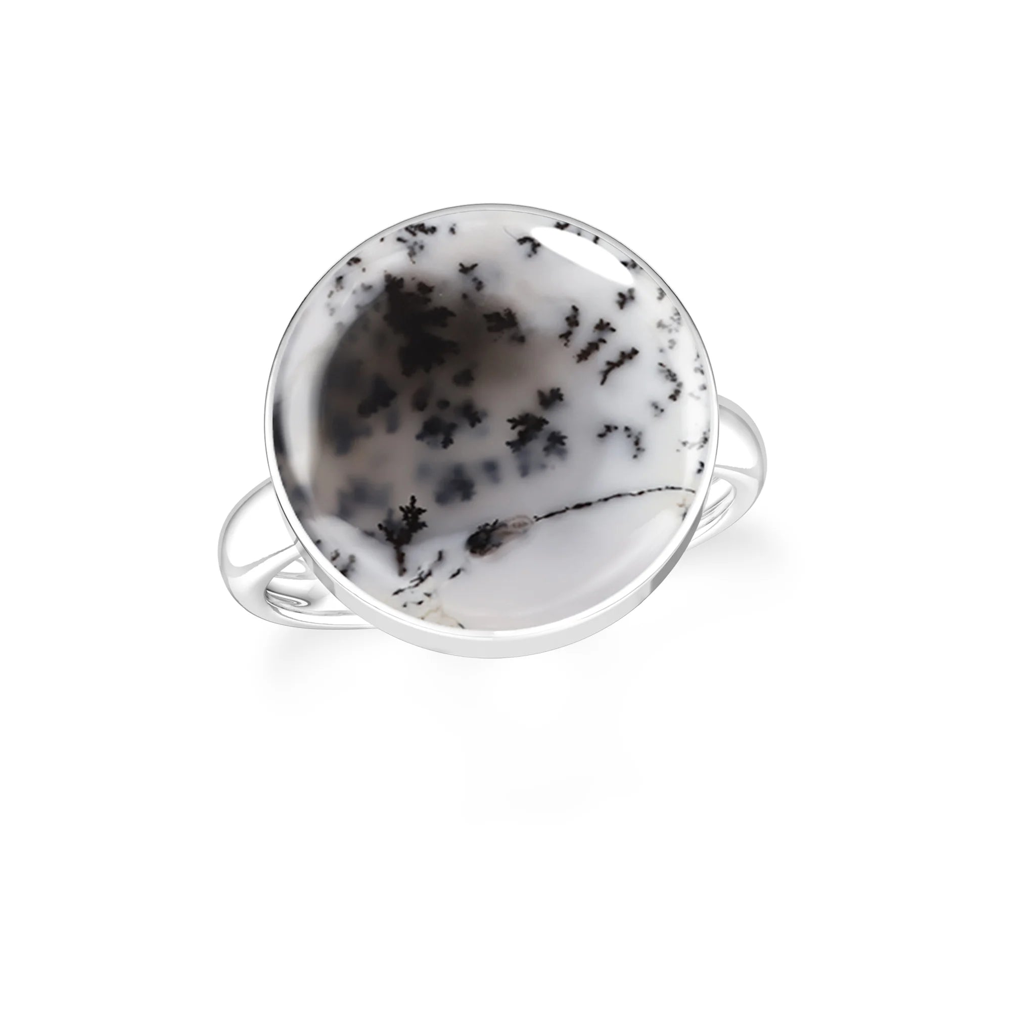 dendritic-opal bezel-set ring