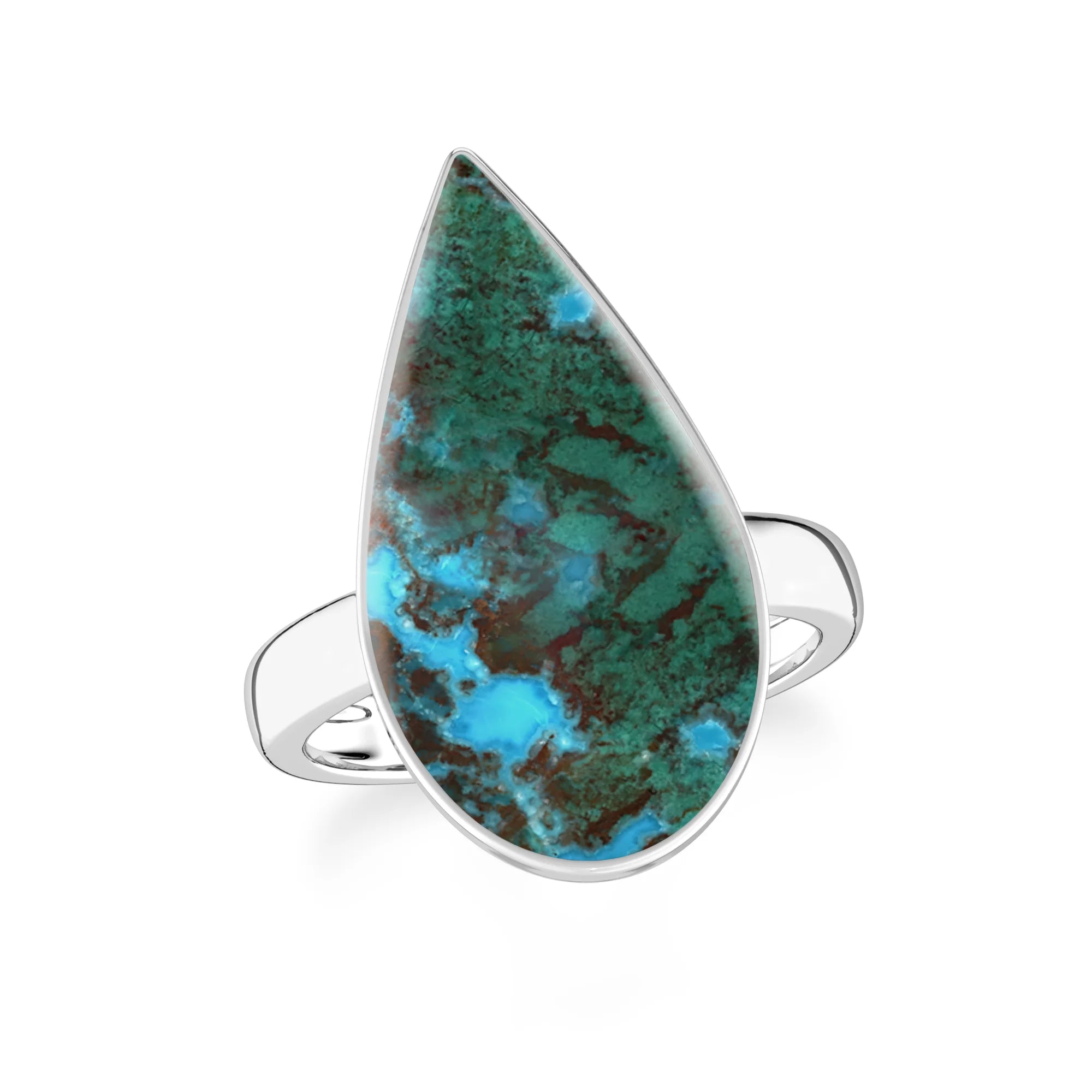 chrysocolla bezel-set ring