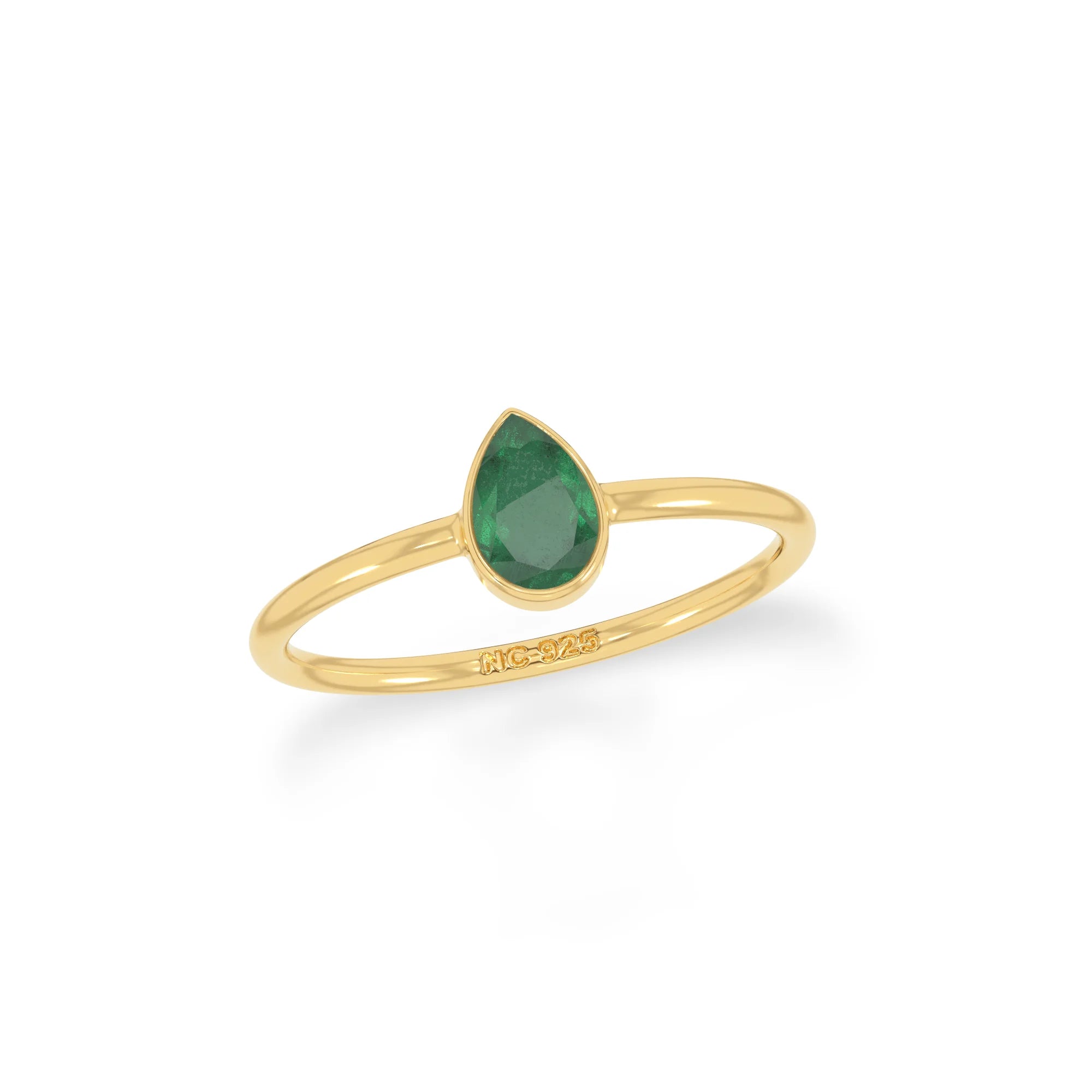 emerald stackable bezel-set ring