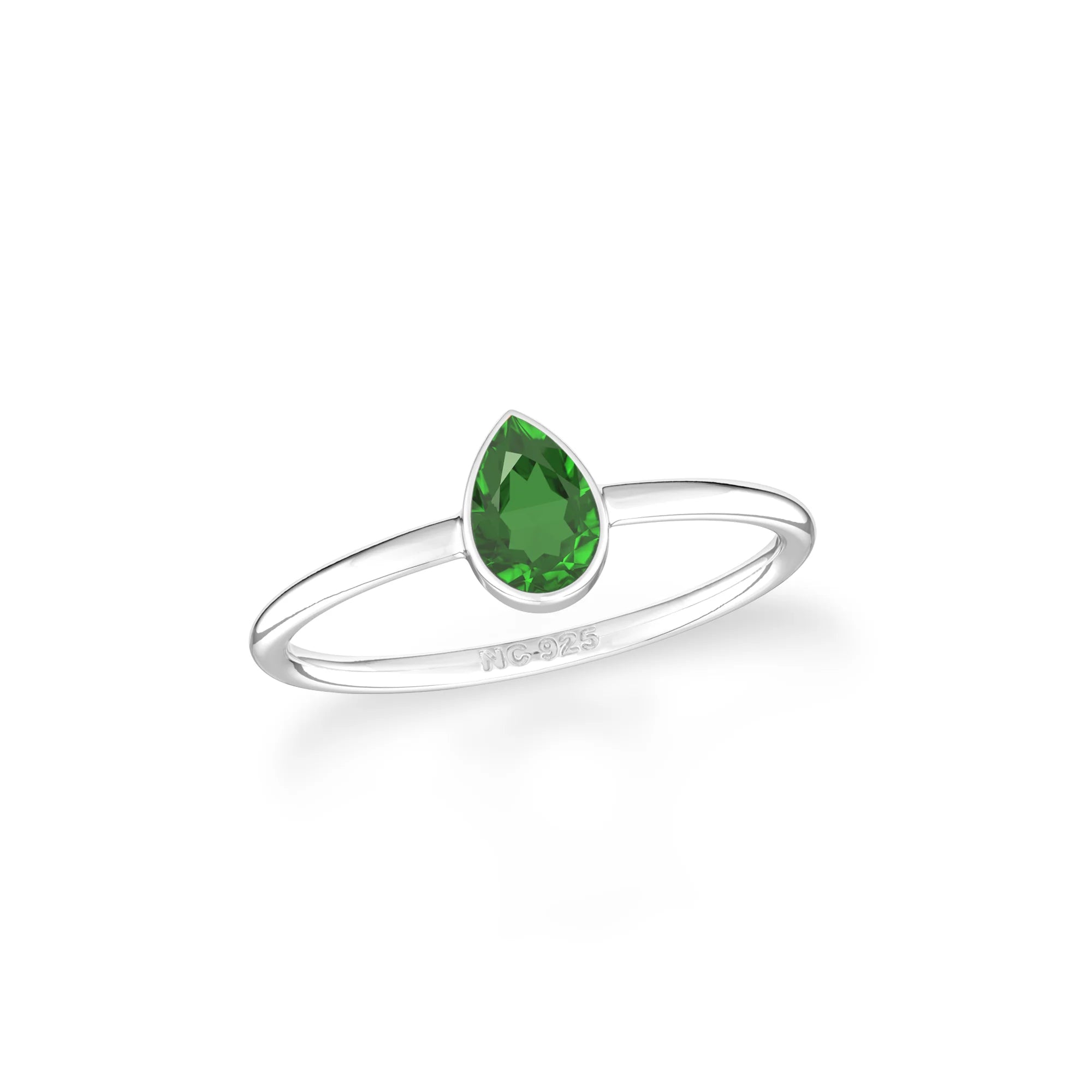 chrome Diopside stackable bezel-set ring