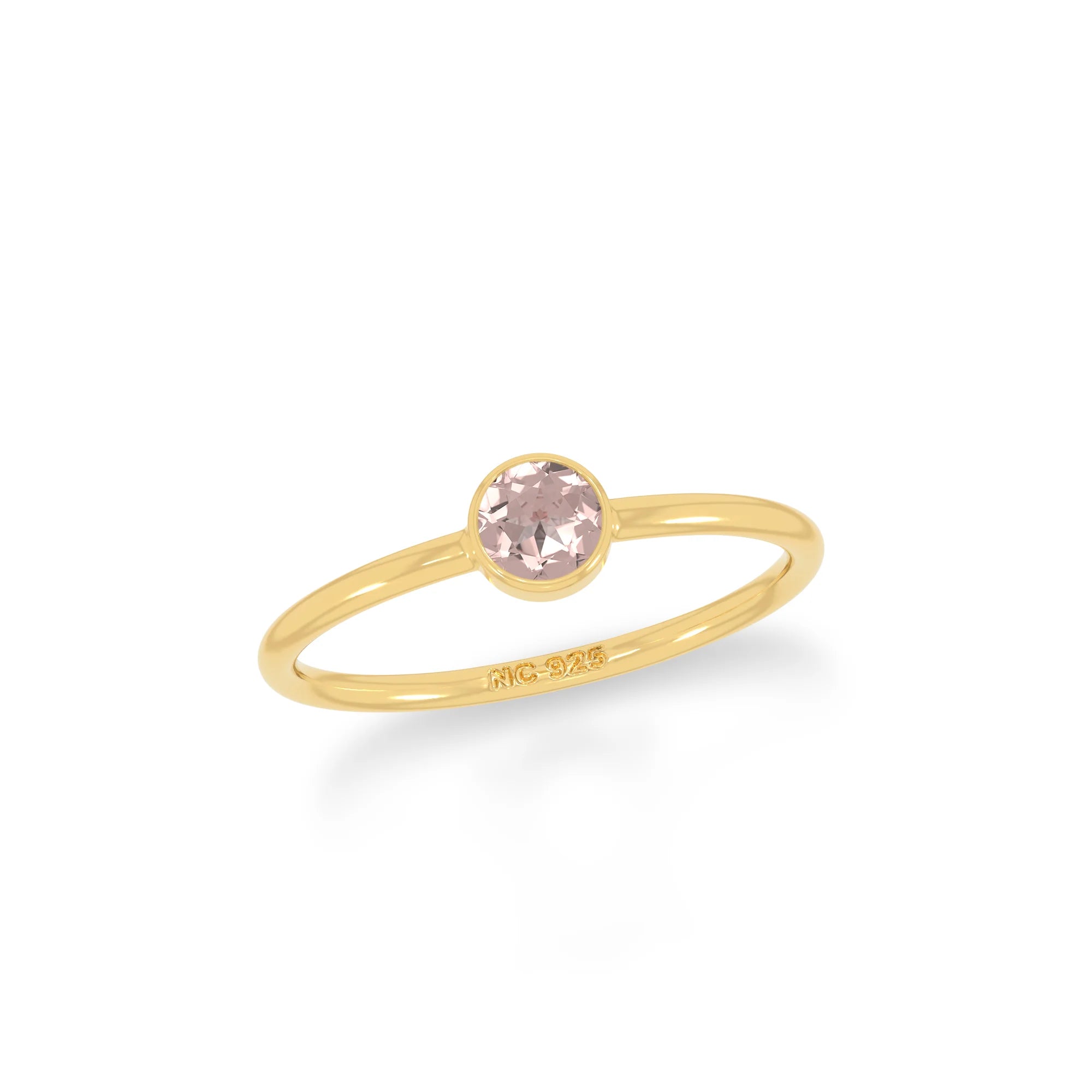 rose quartz stackable bezel-set ring