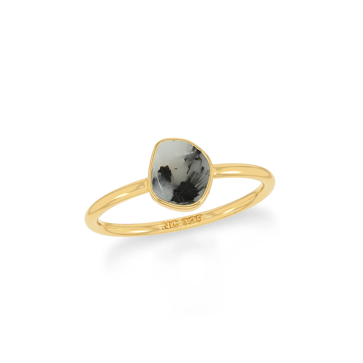 tourmalated quartz stackable bezel-set ring
